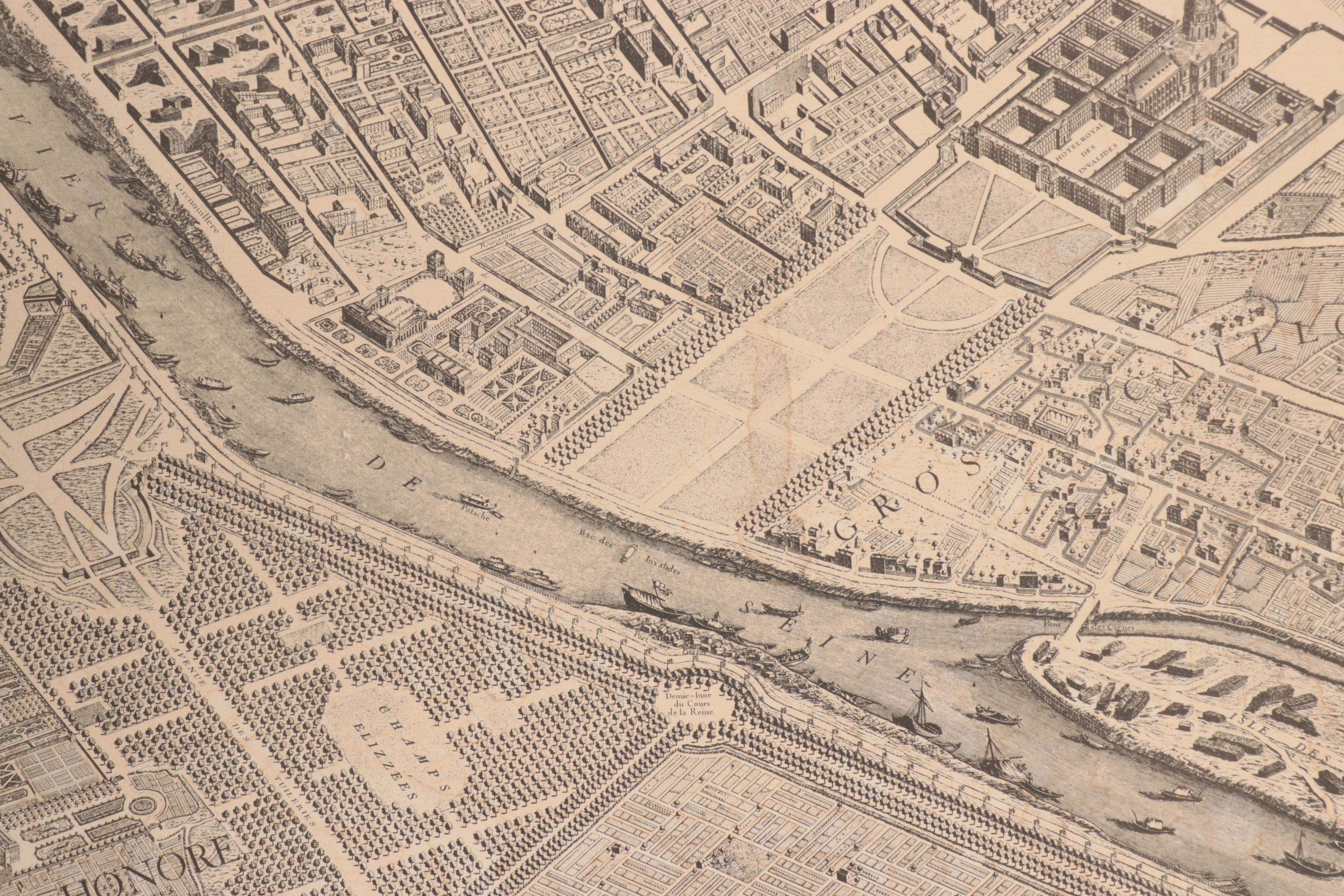 Historic Urban Plans Lithograph Map "Plan de Paris"
