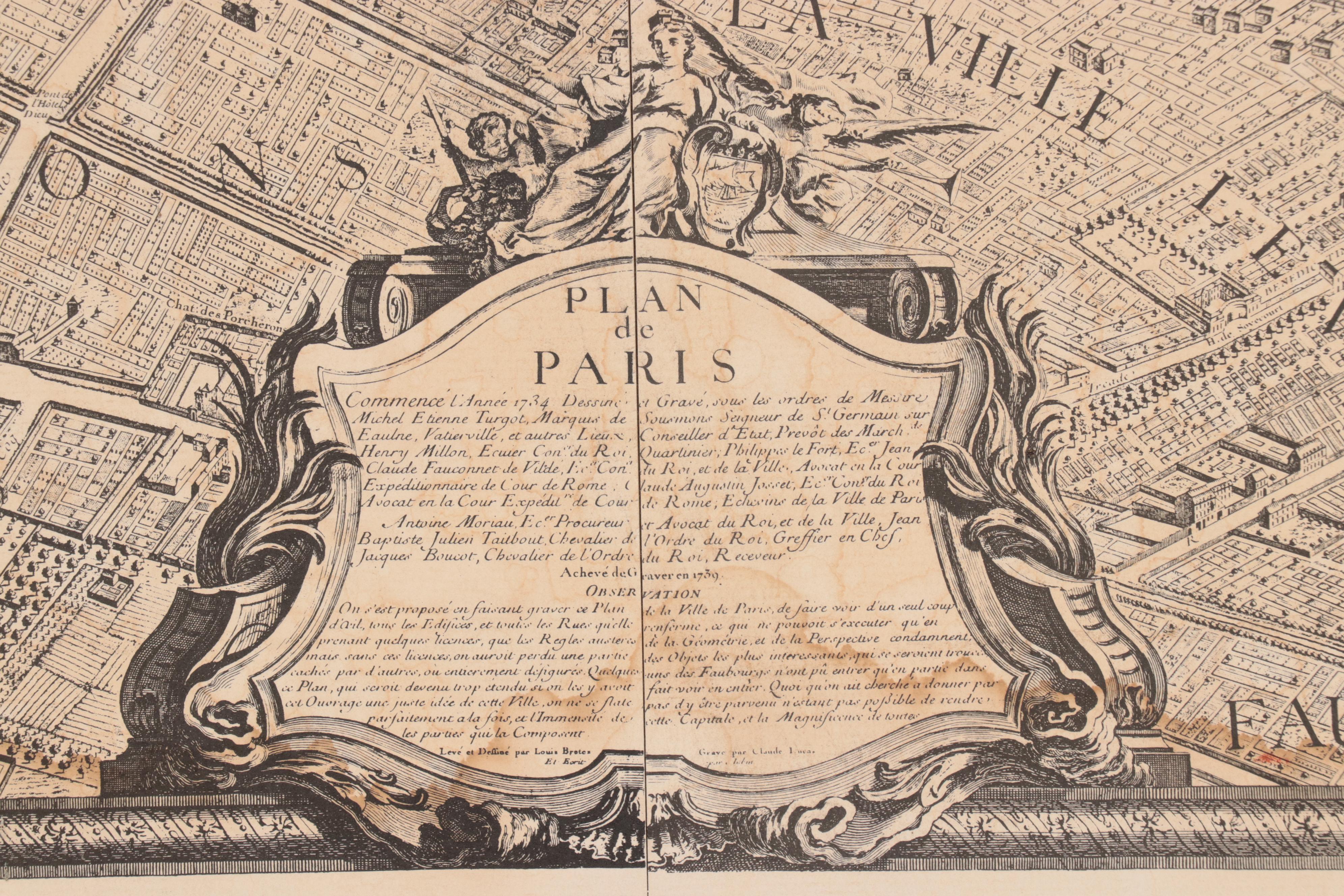 Historic Urban Plans Lithograph Map "Plan de Paris"
