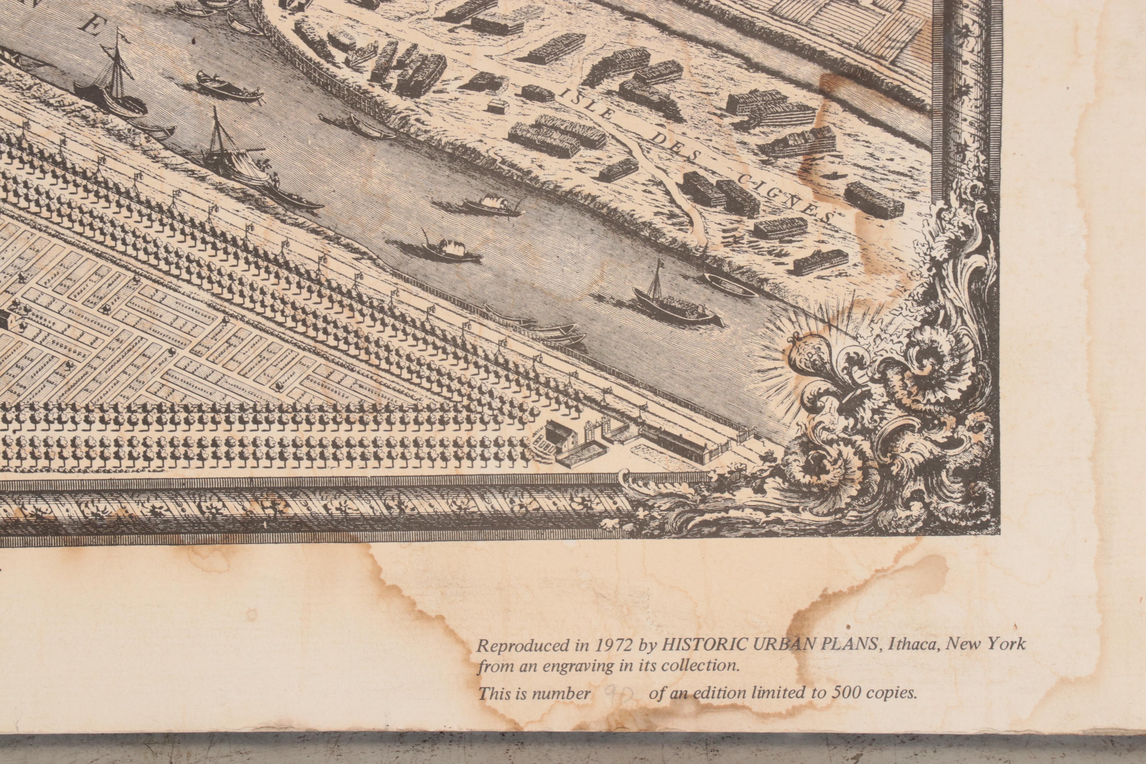 Historic Urban Plans Lithograph Map "Plan de Paris"