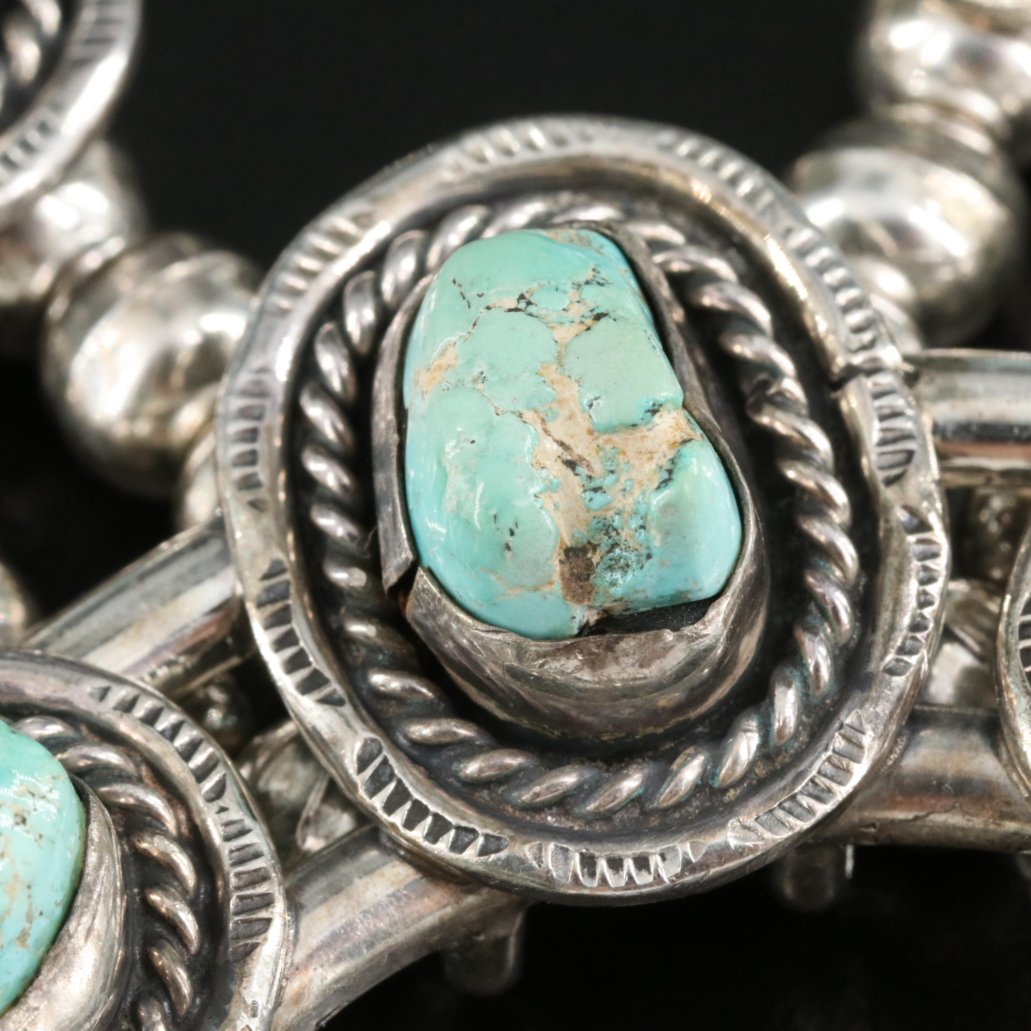 Sterling Turquoise Squash Blossom Necklace