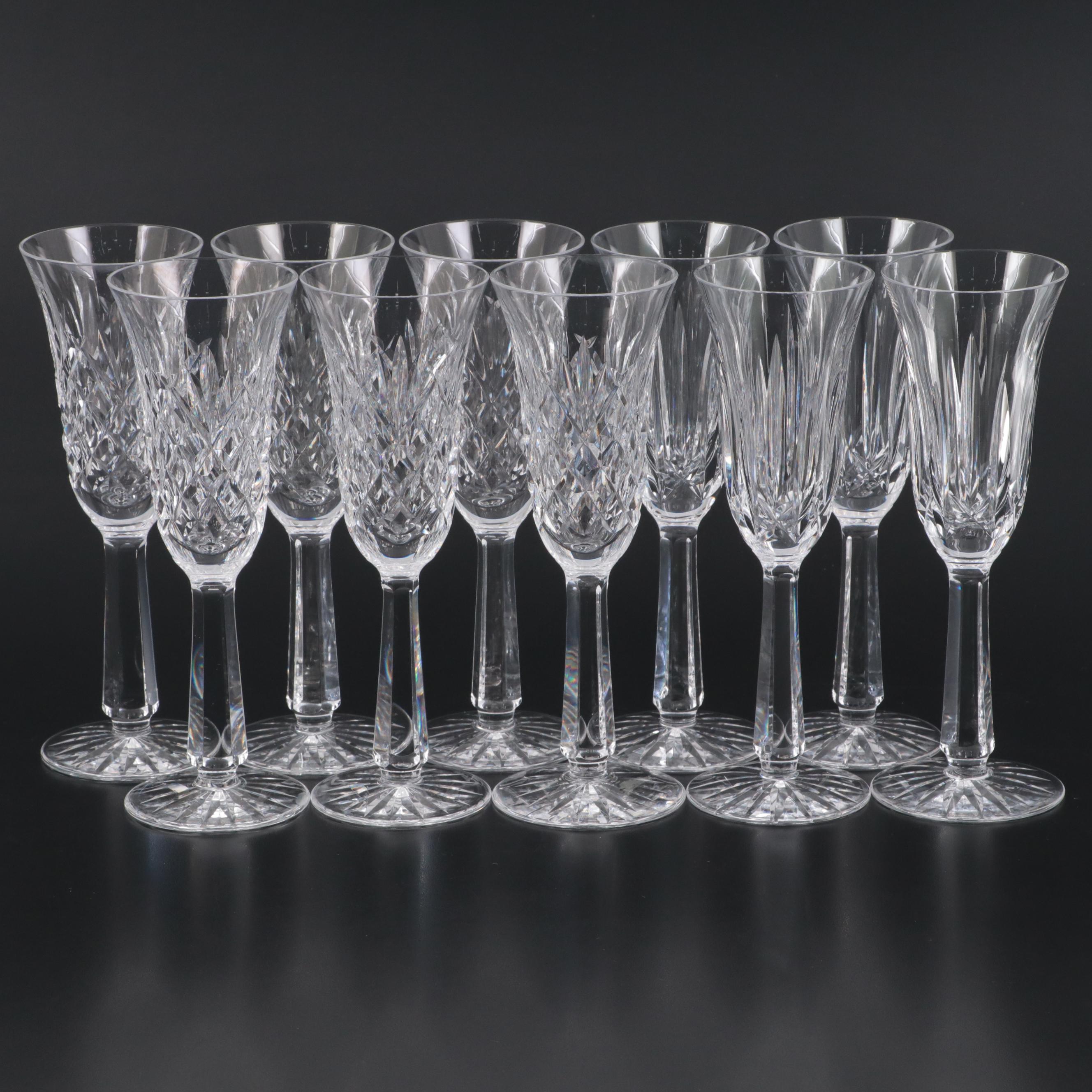 Waterford Crystal "Ballyshannon" and "Drogheda" Champagne Flutes