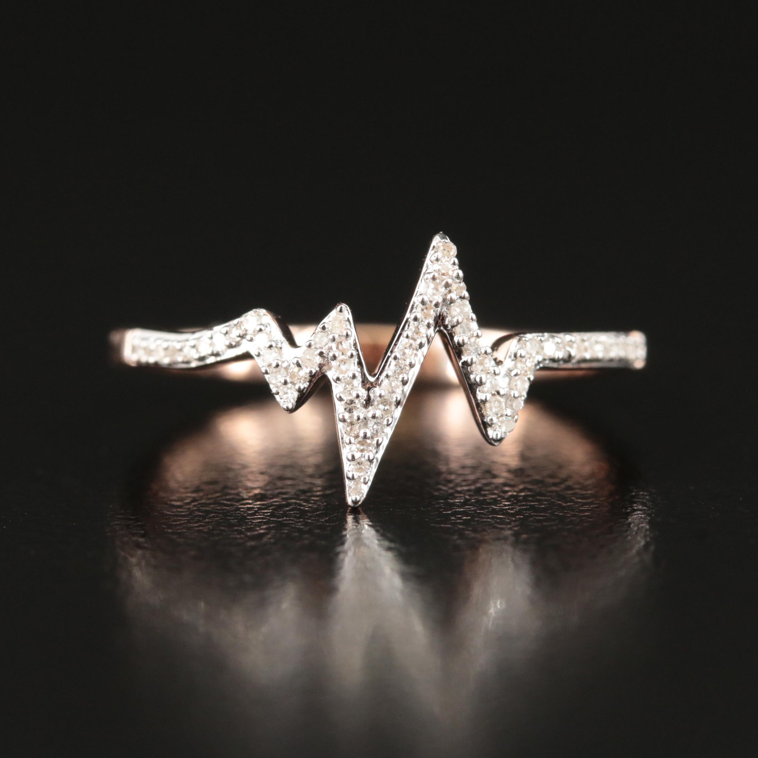 Sterling Diamond Heart Beat Ring