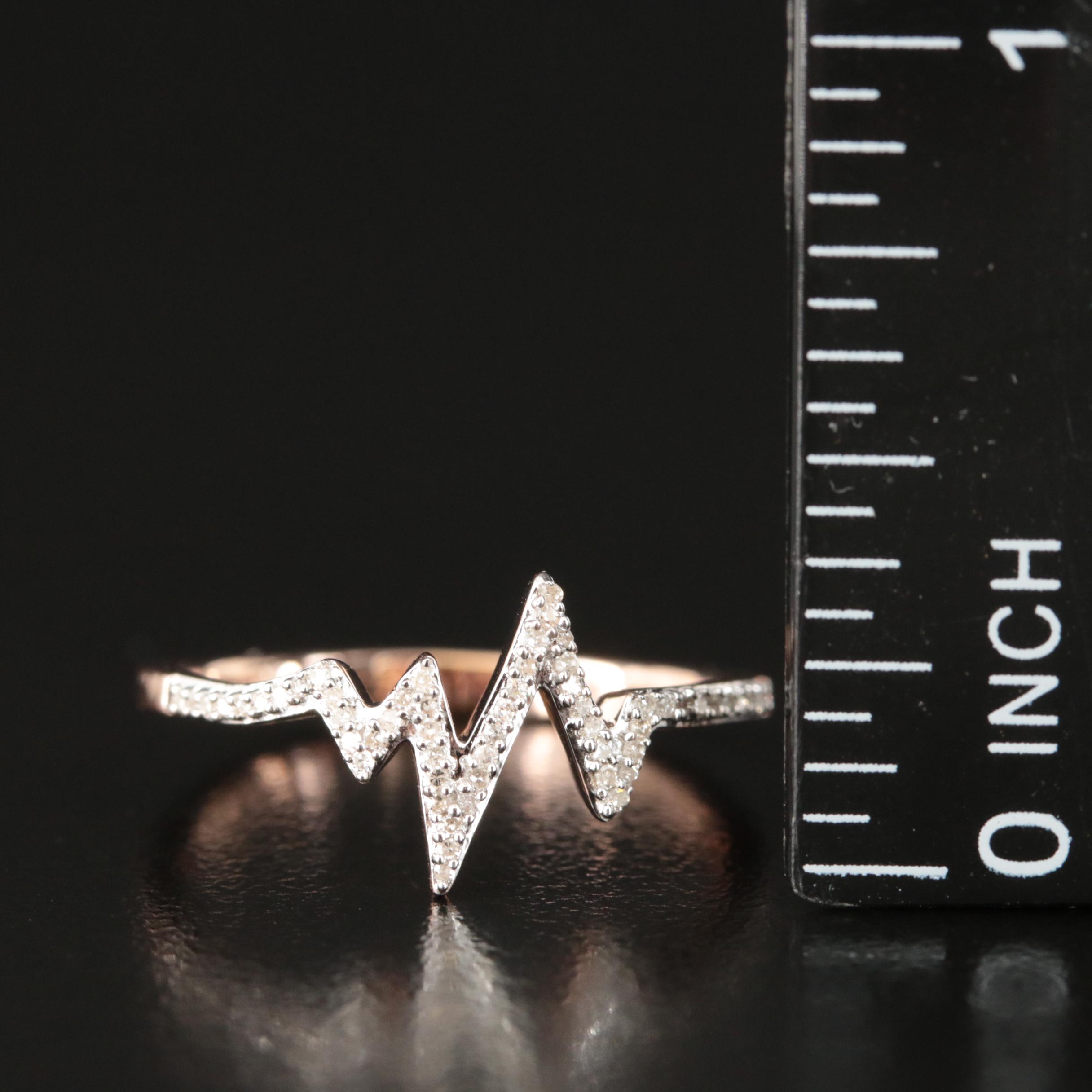 Sterling Diamond Heart Beat Ring