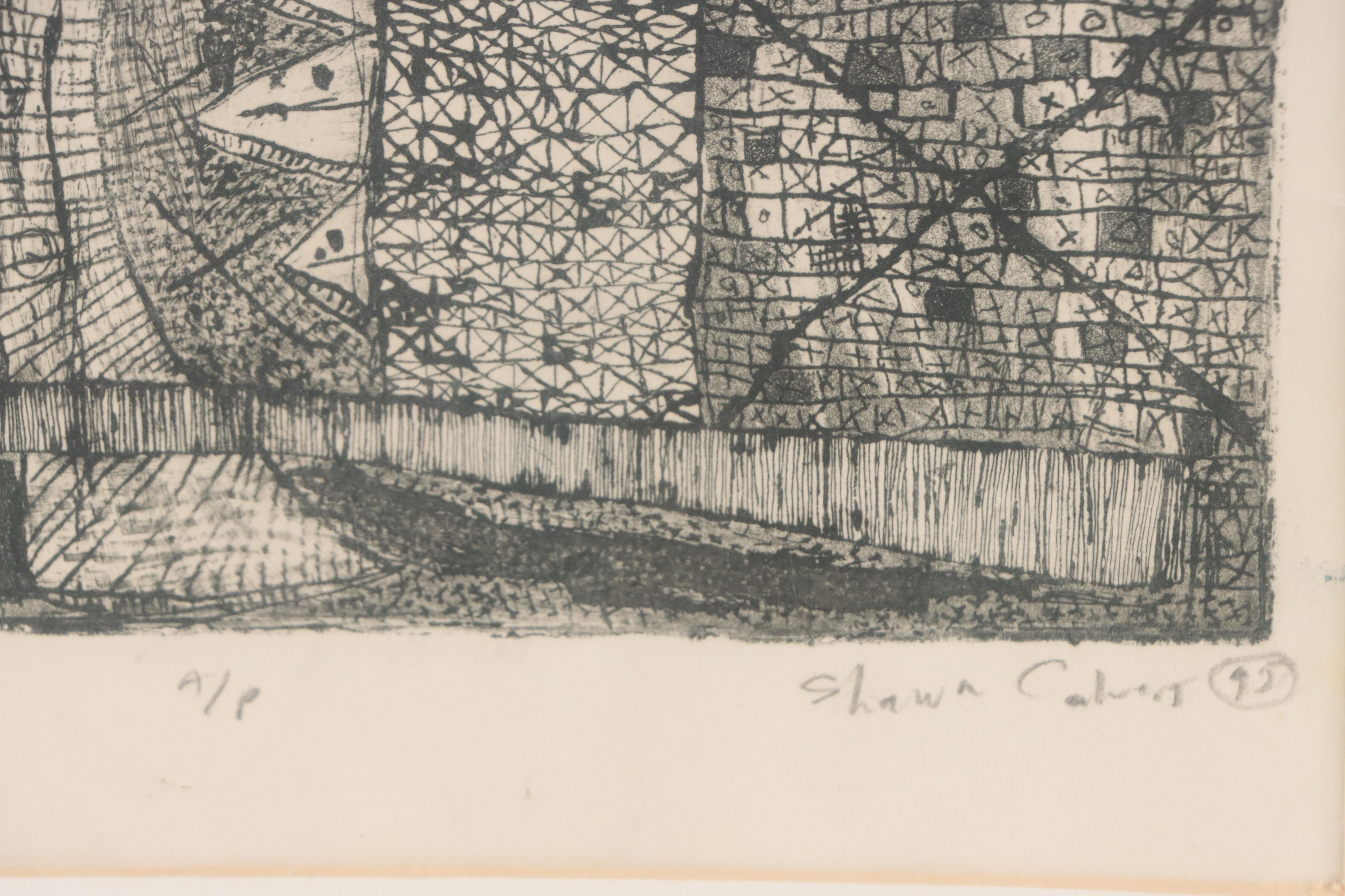 Shawn Calvert Etching "Black and Blue," 1992 and More