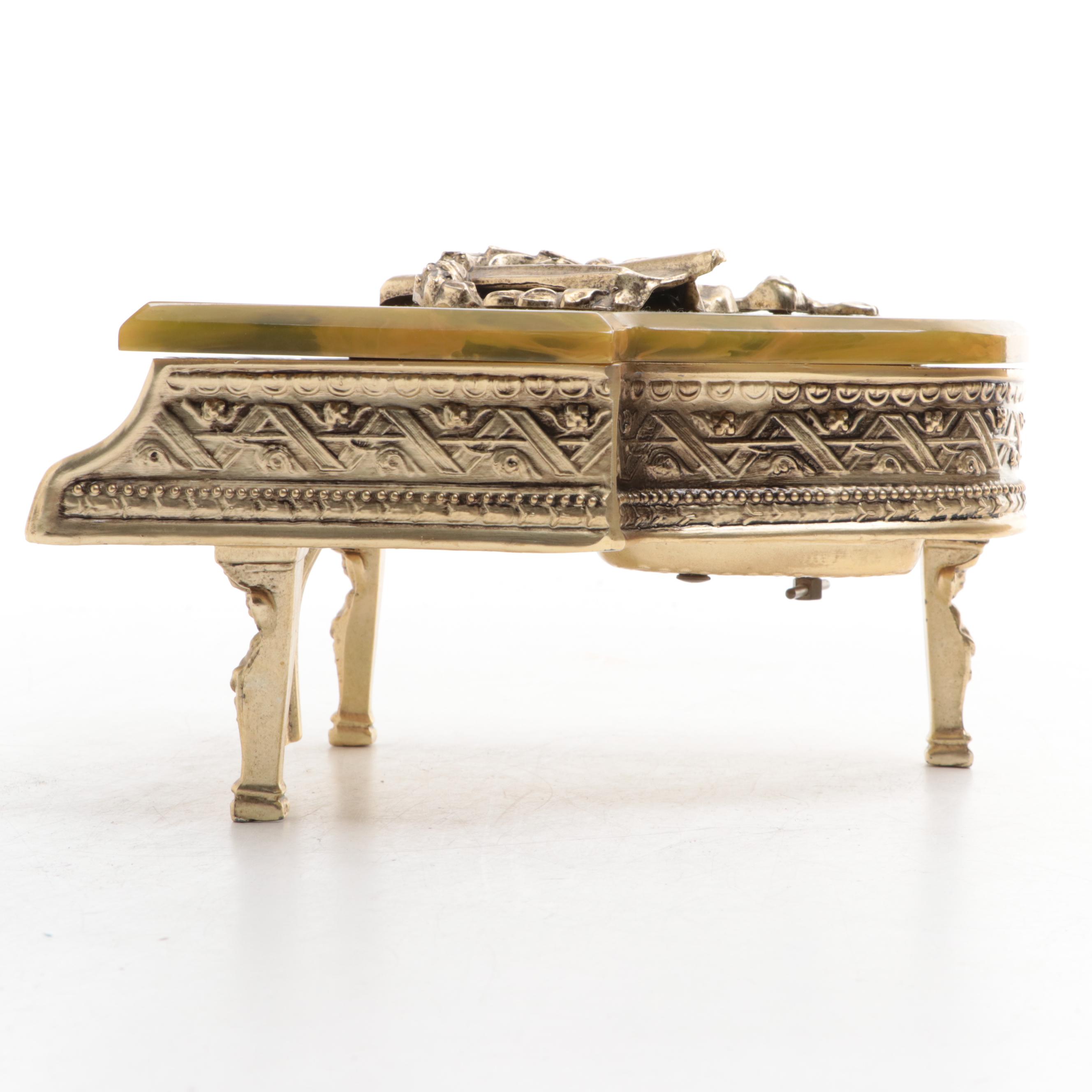 Thorens Grand Piano "Schubert's Serenade" Music Box with Faux Stone Lid