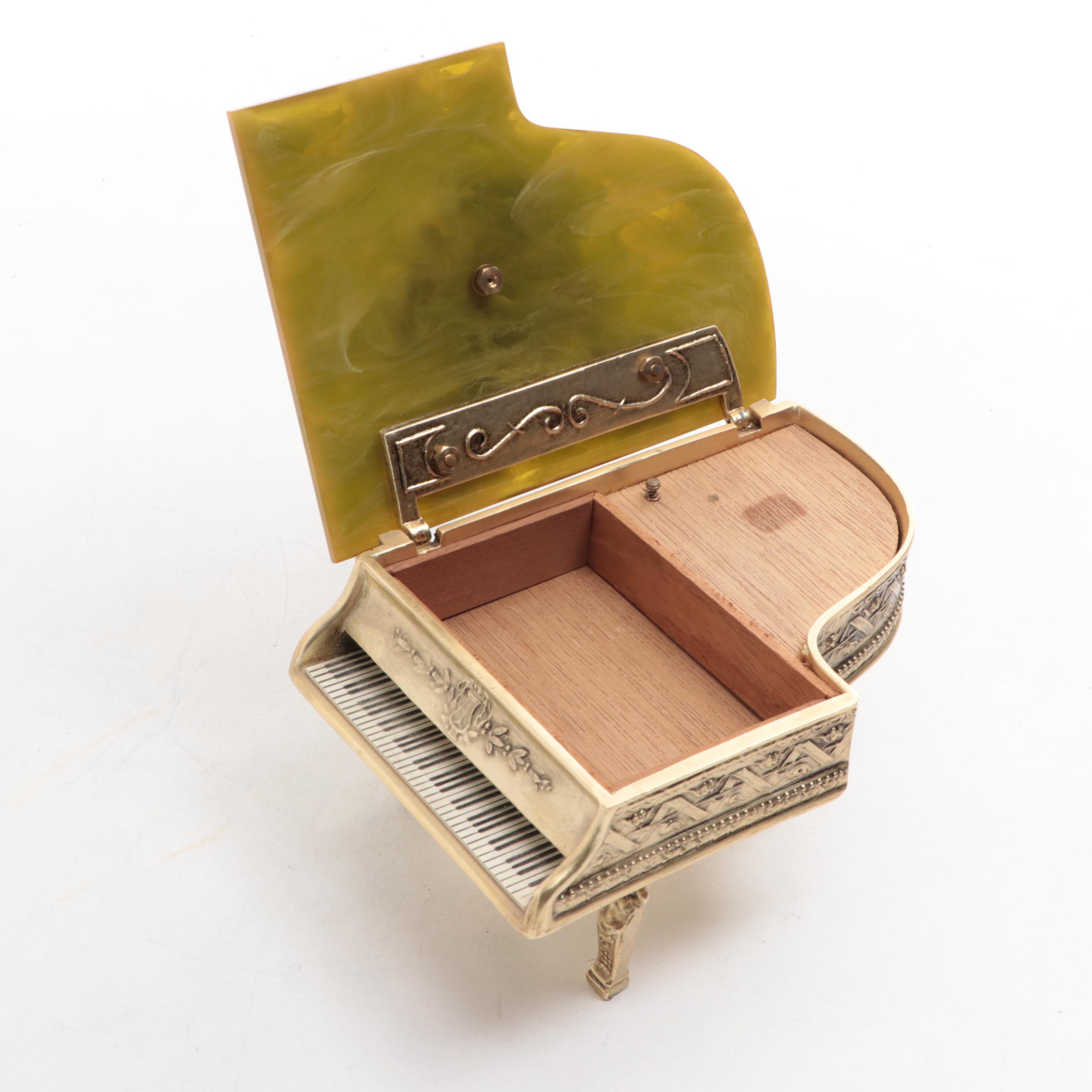 Thorens Grand Piano "Schubert's Serenade" Music Box with Faux Stone Lid