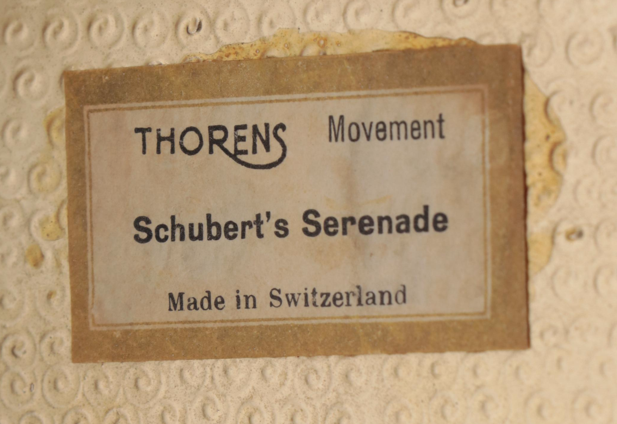 Thorens Grand Piano "Schubert's Serenade" Music Box with Faux Stone Lid