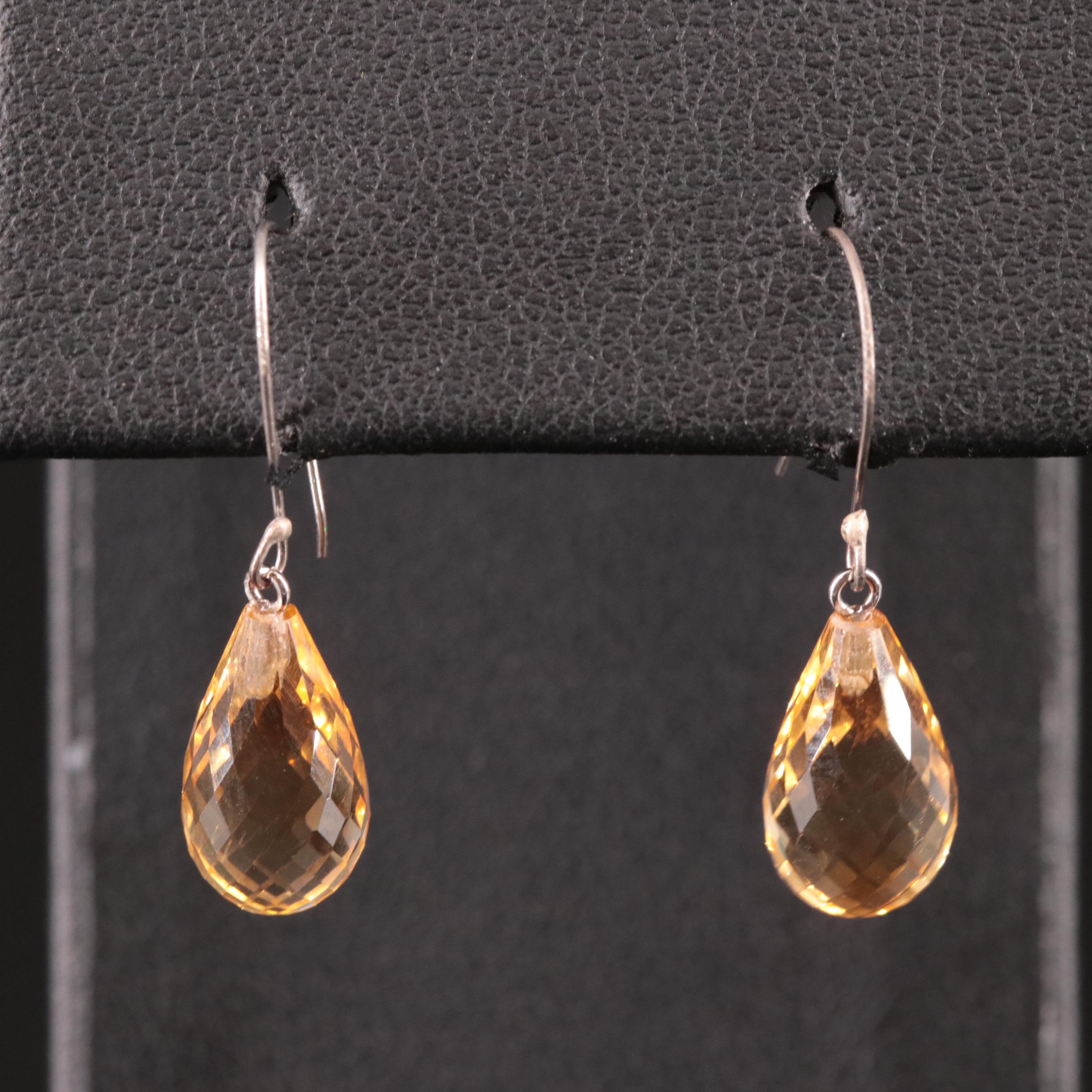 14K Citrine Drop Earrings