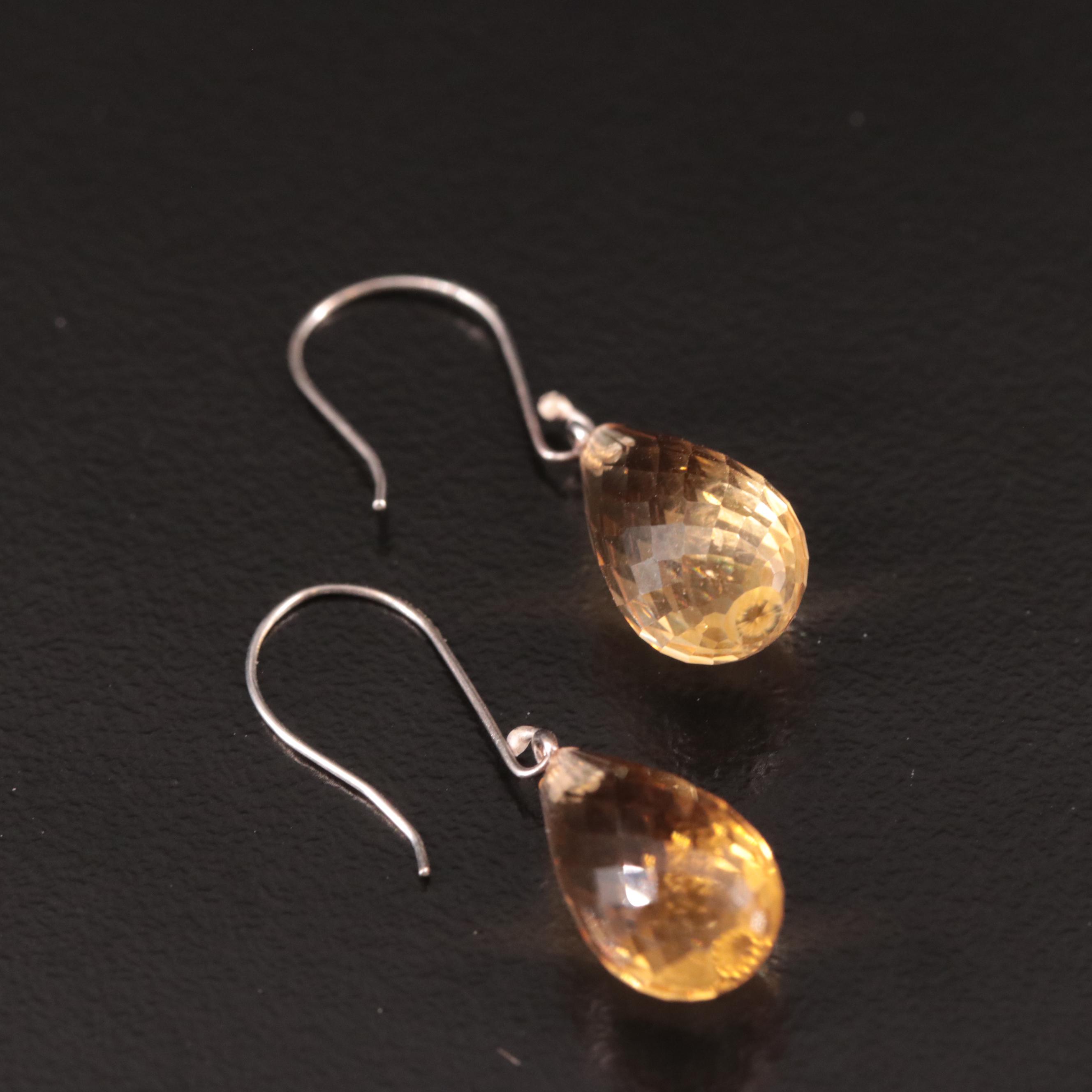 14K Citrine Drop Earrings