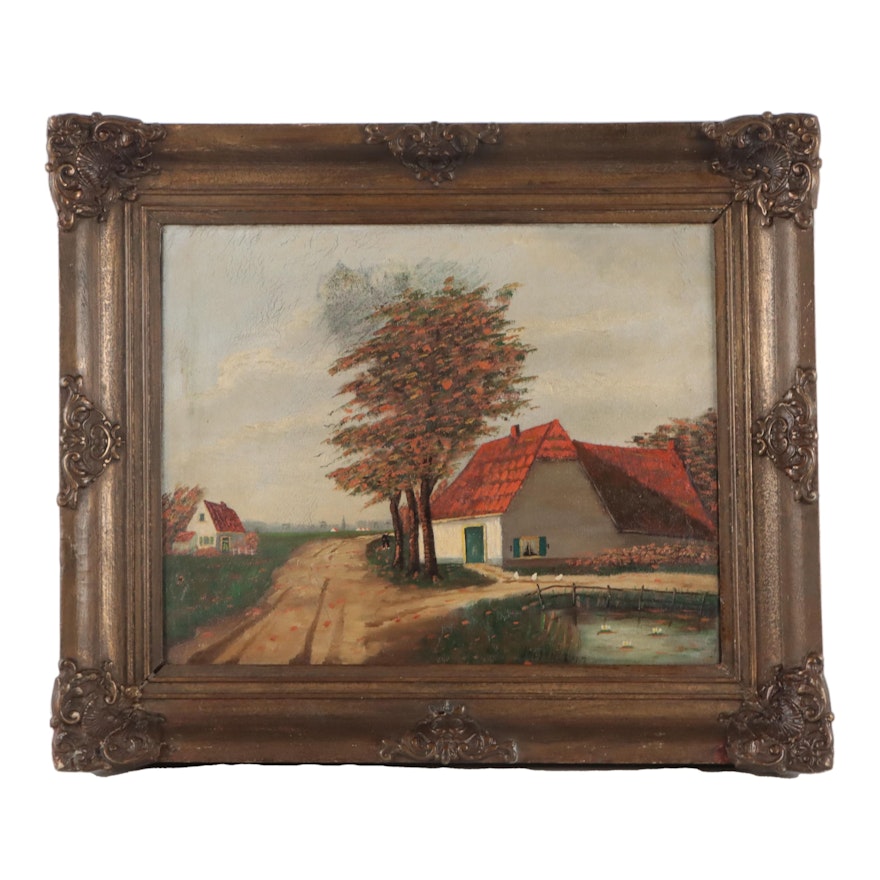 Oil Painting of Farm Scene, 1917