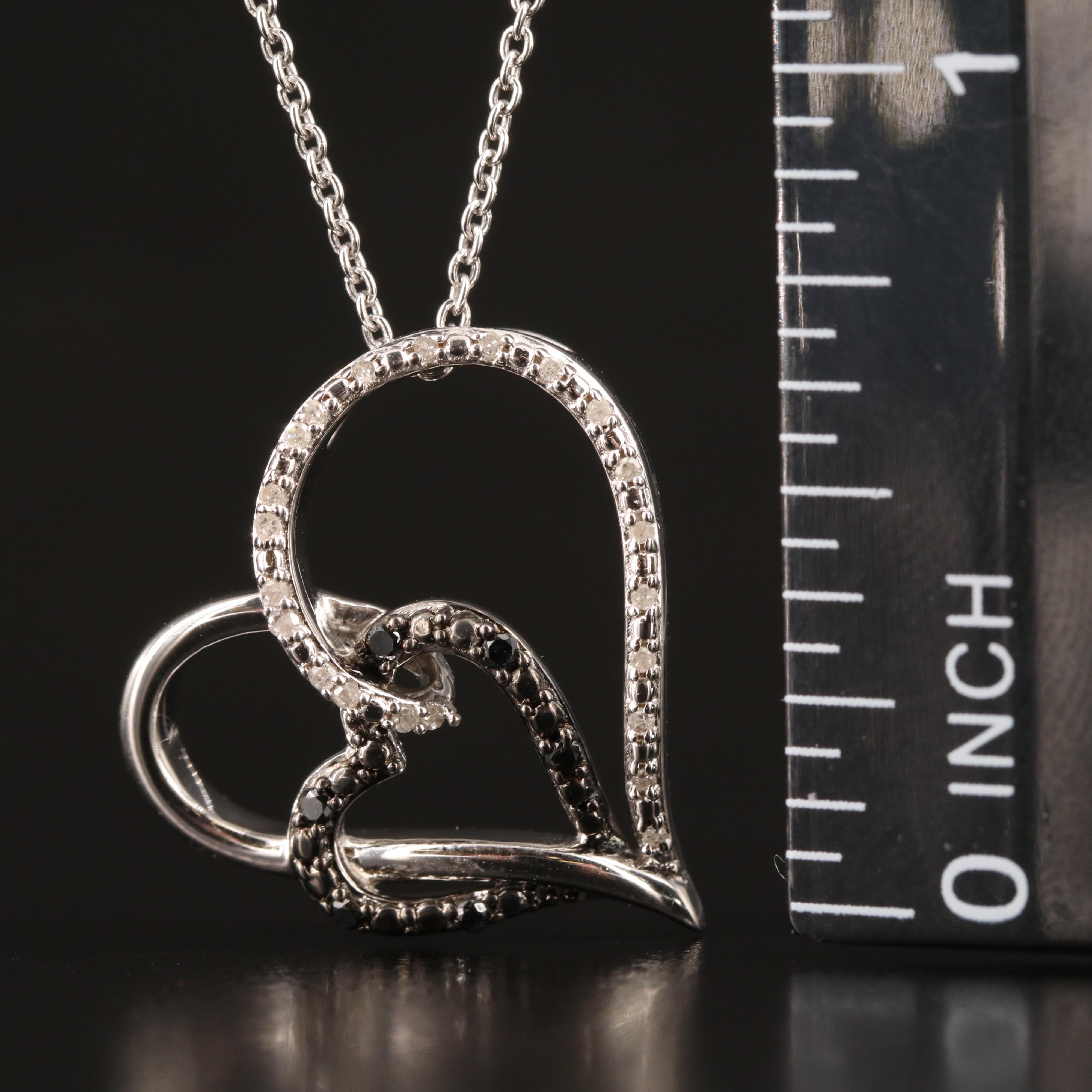 Sterling Diamond Double Heart Necklace