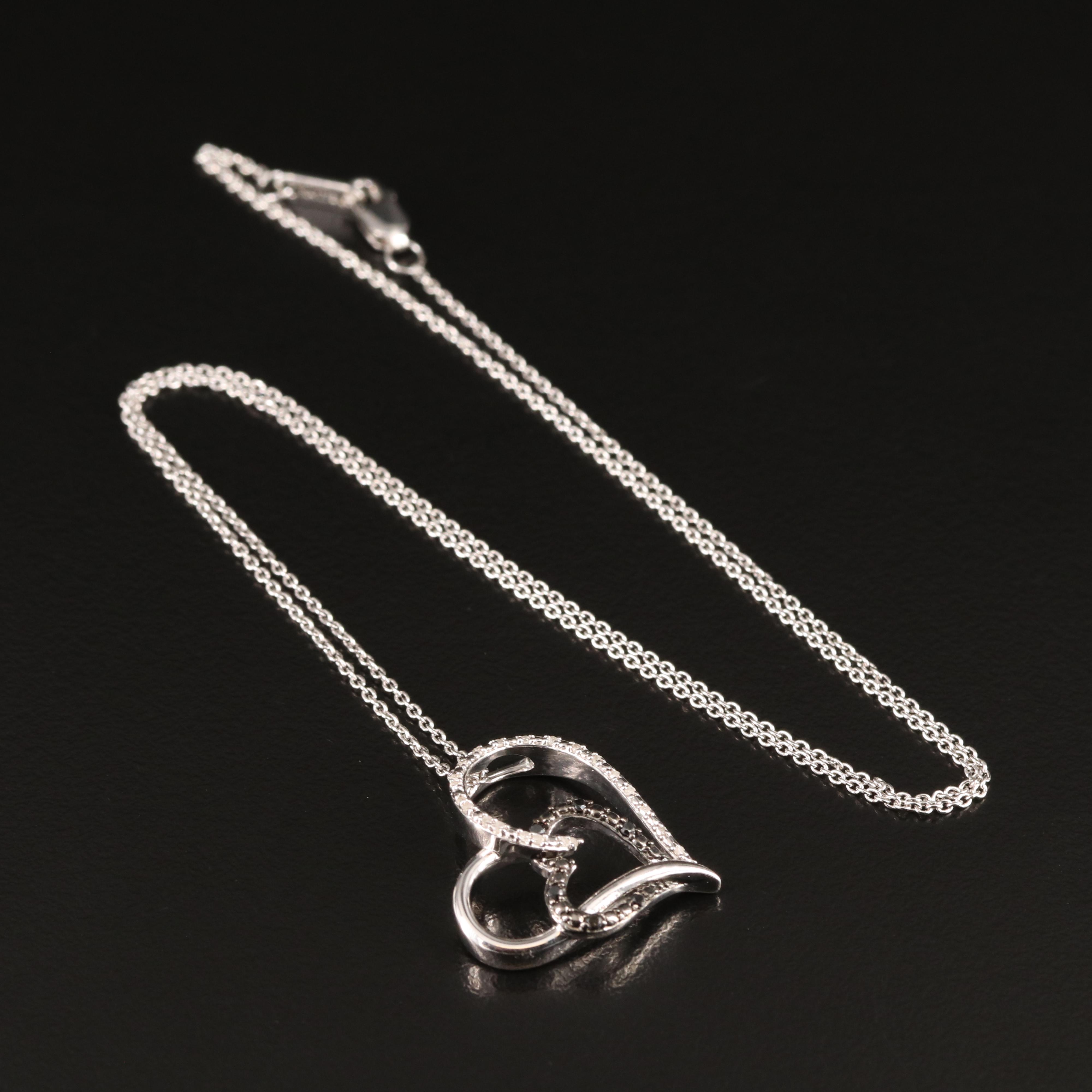 Sterling Diamond Double Heart Necklace