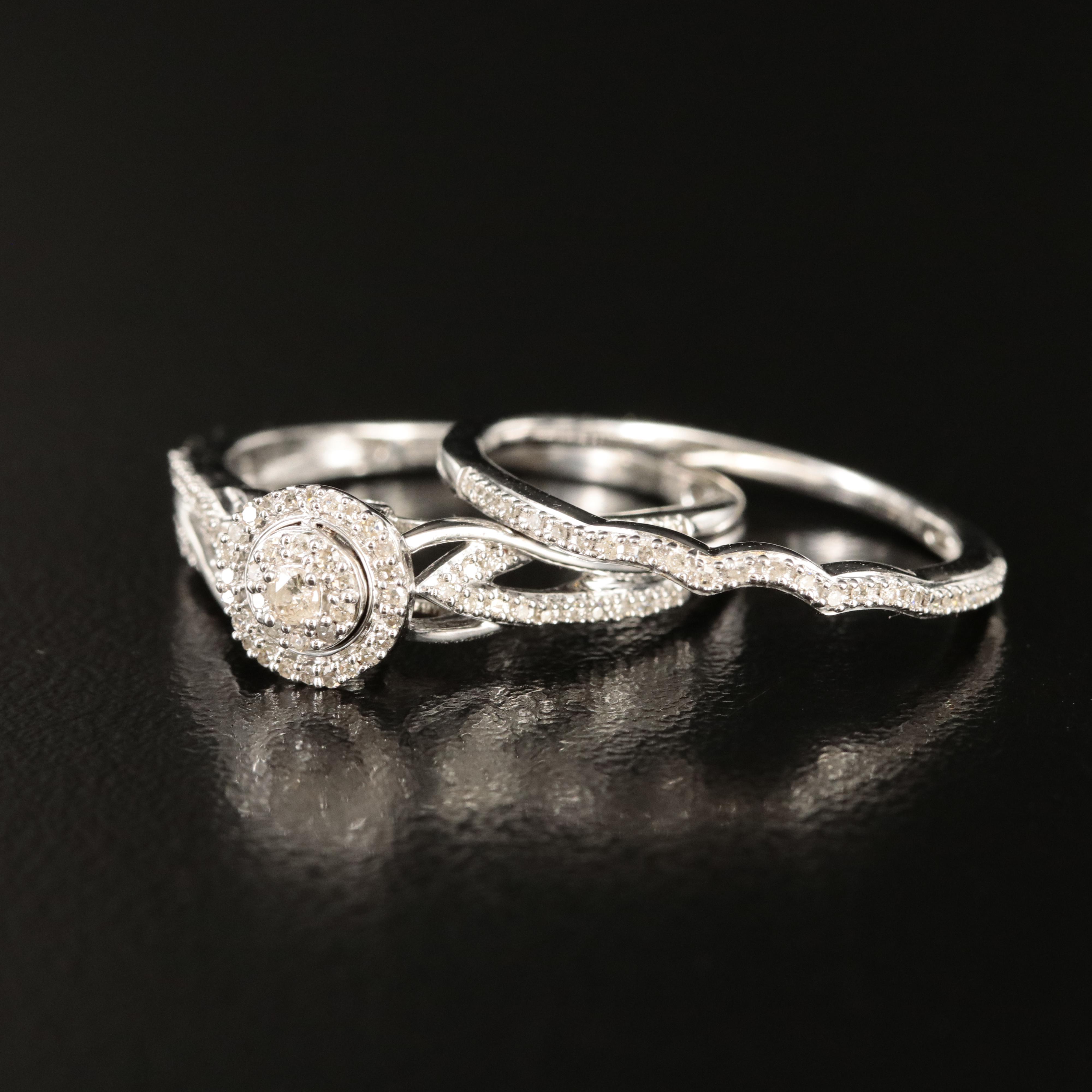 Sterling Diamond Ring Set