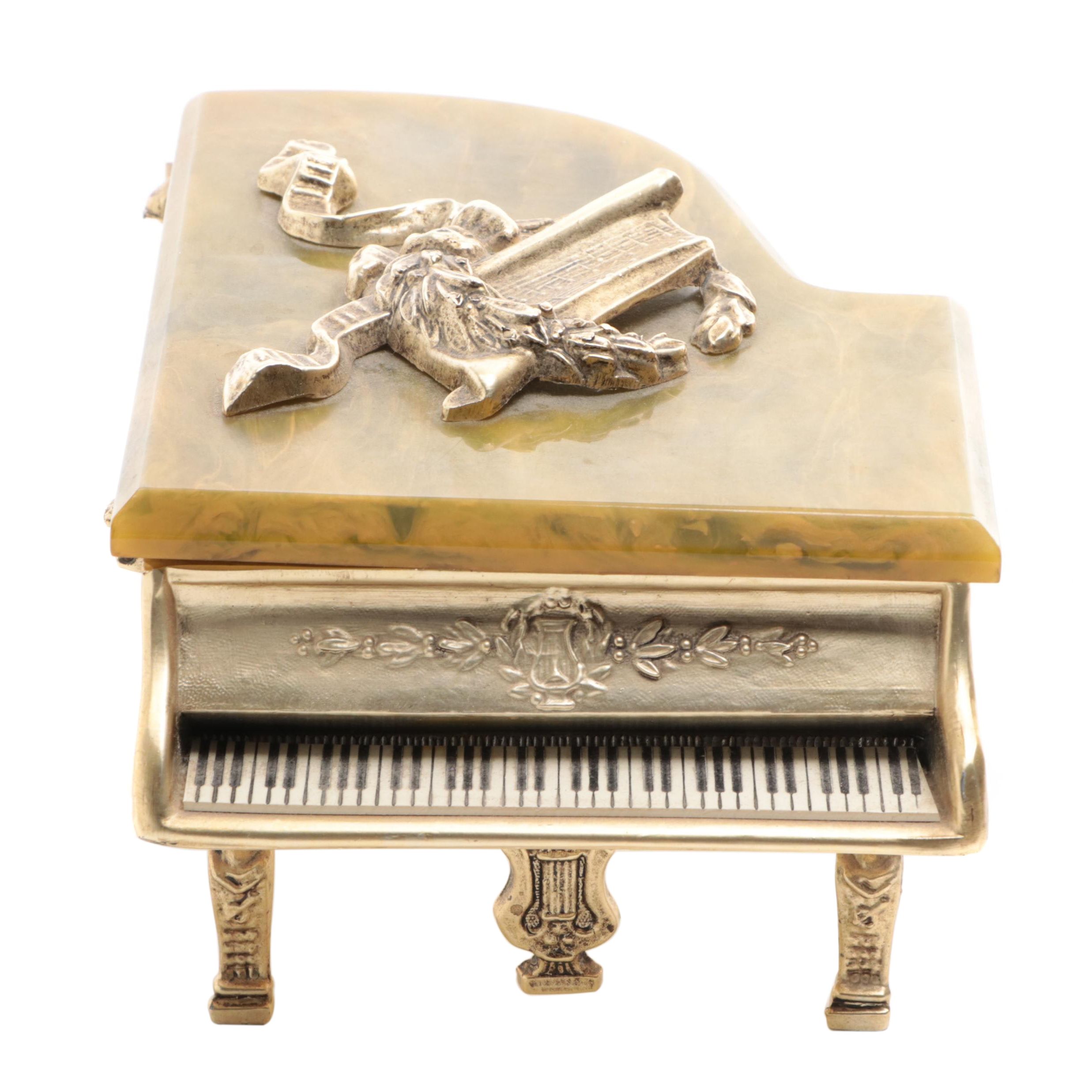 Thorens Grand Piano "Schubert's Serenade" Music Box with Faux Stone Lid