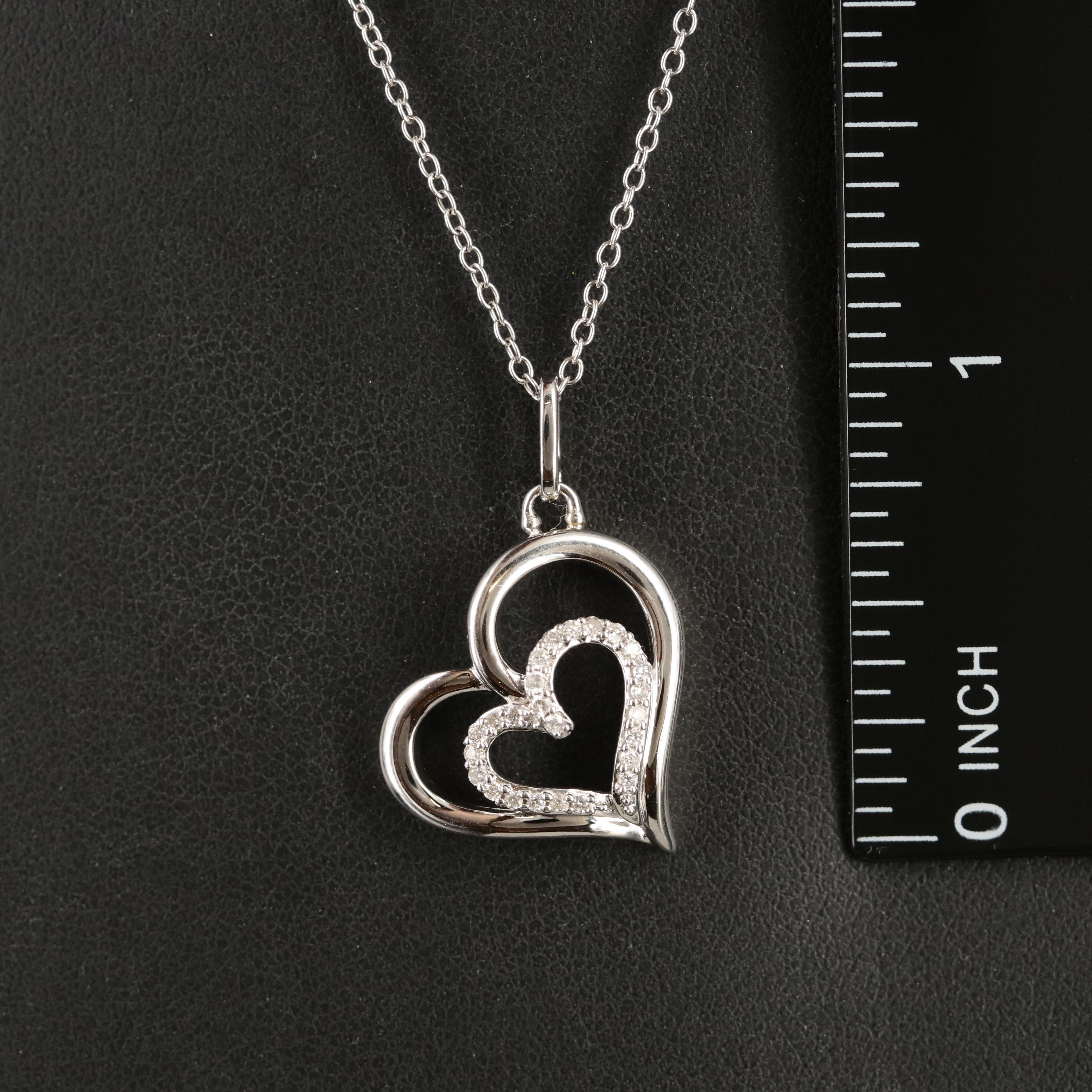Hallmark Sterling Diamond Double Heart Pendant Necklace