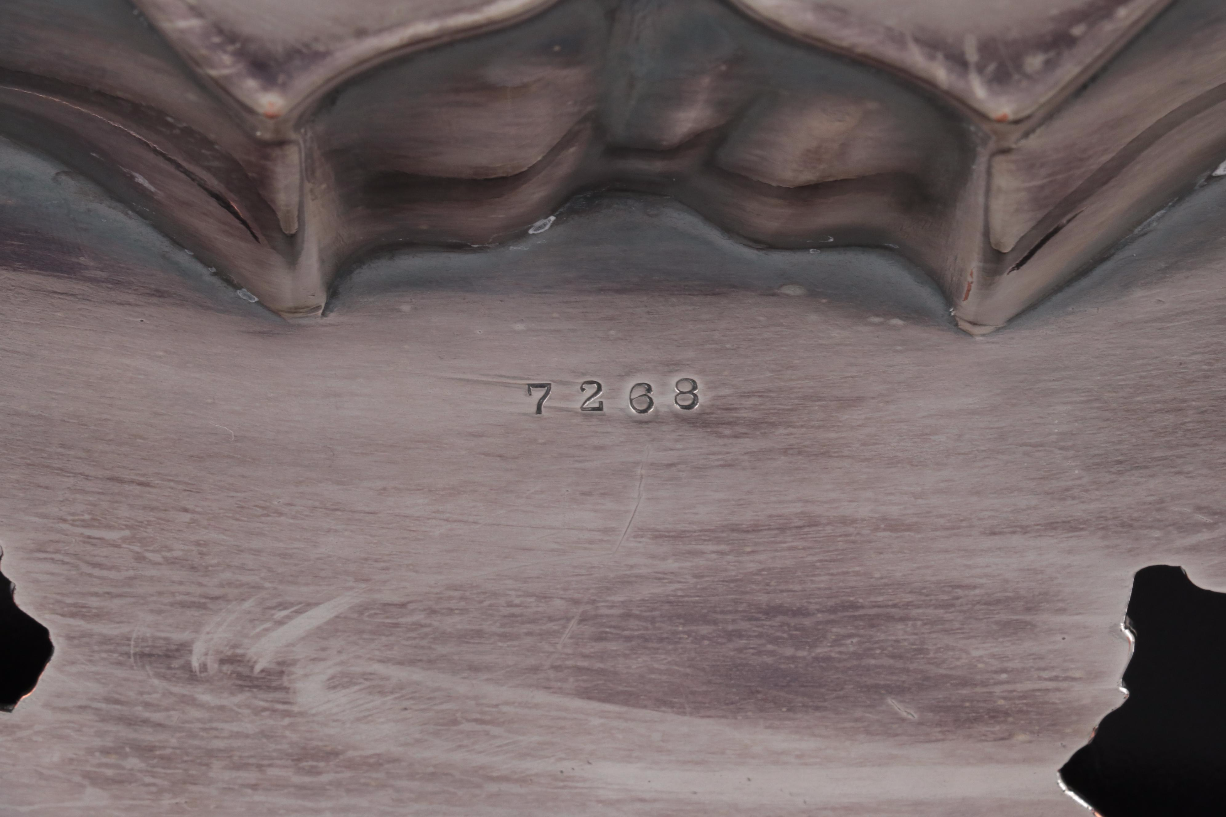 Barbour Silver Co. Chased Silver Plate Footed Tray with Grape Vine Rim