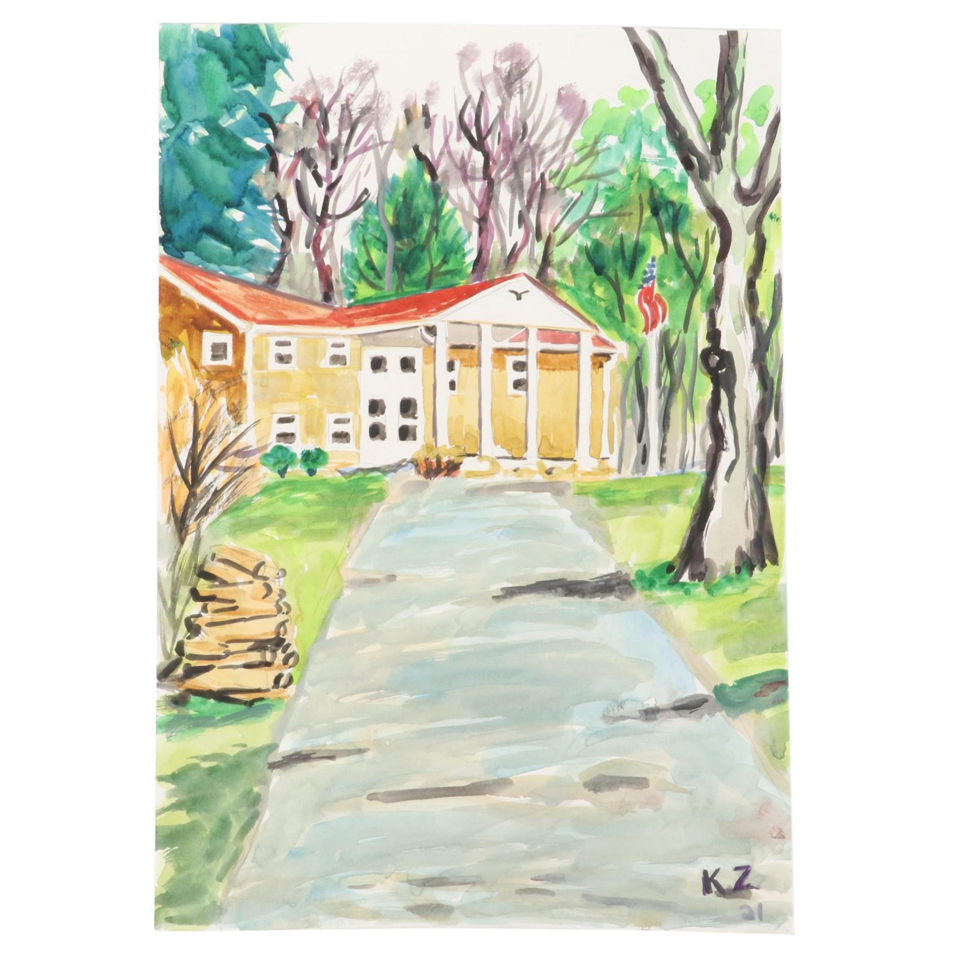 Kathleen Zimbicki Street View Watercolor Painting, 2021