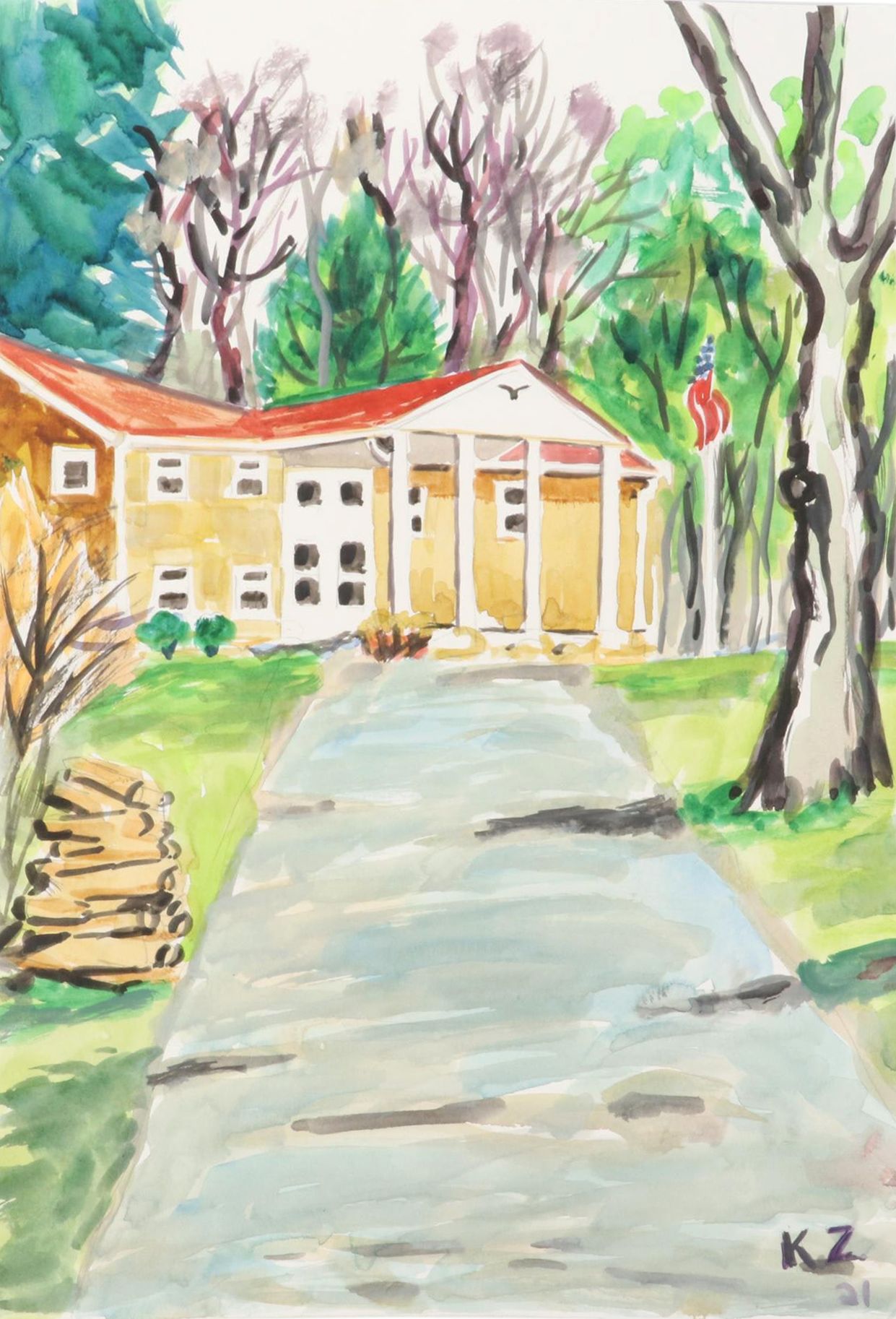 Kathleen Zimbicki Street View Watercolor Painting, 2021