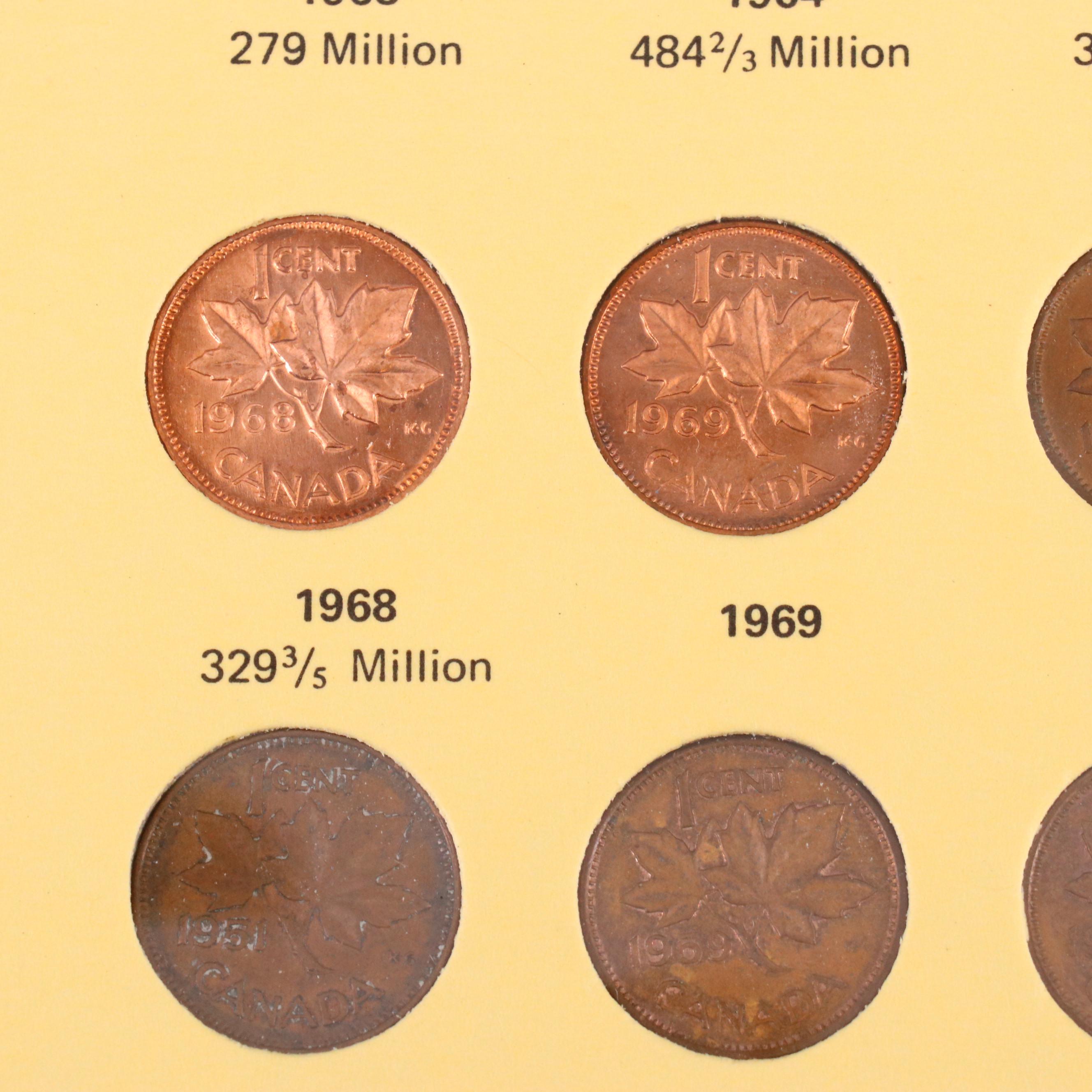 Collection of Canada Small Cents With 53 Coins