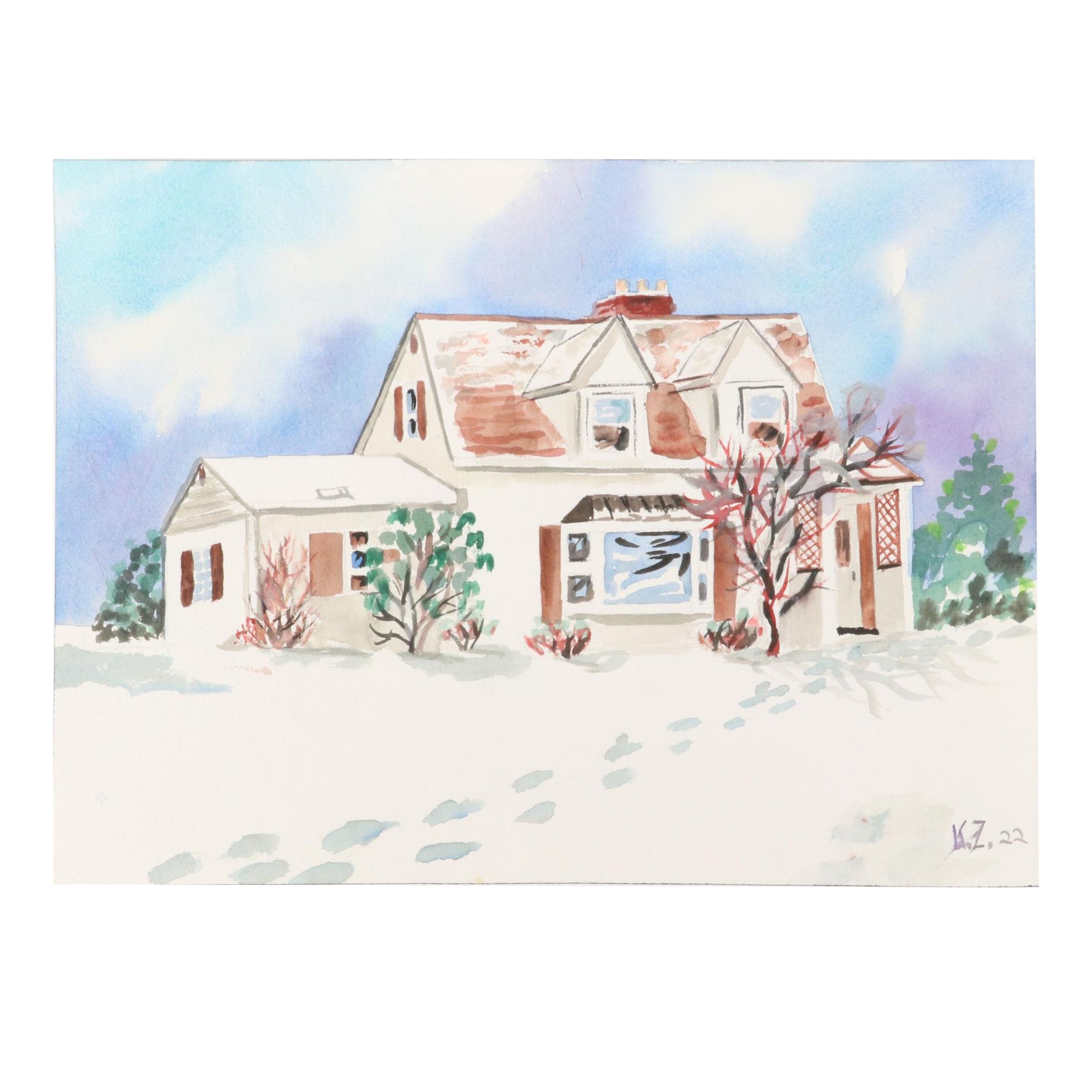 Kathleen Zimbicki Street View Watercolor Painting, 2022