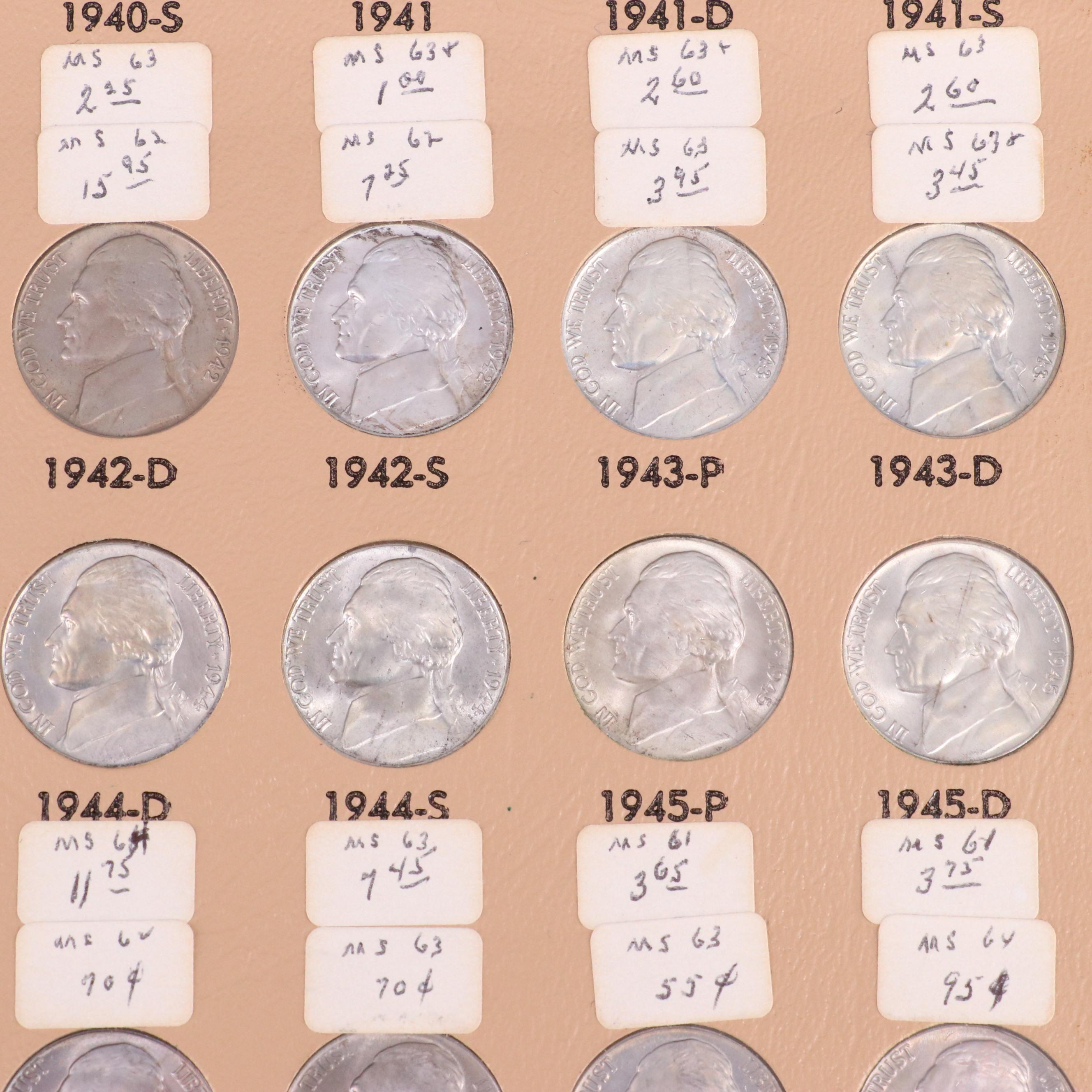 Uncirculated Jefferson Nickel Collection, Complete 1938-1981 With More
