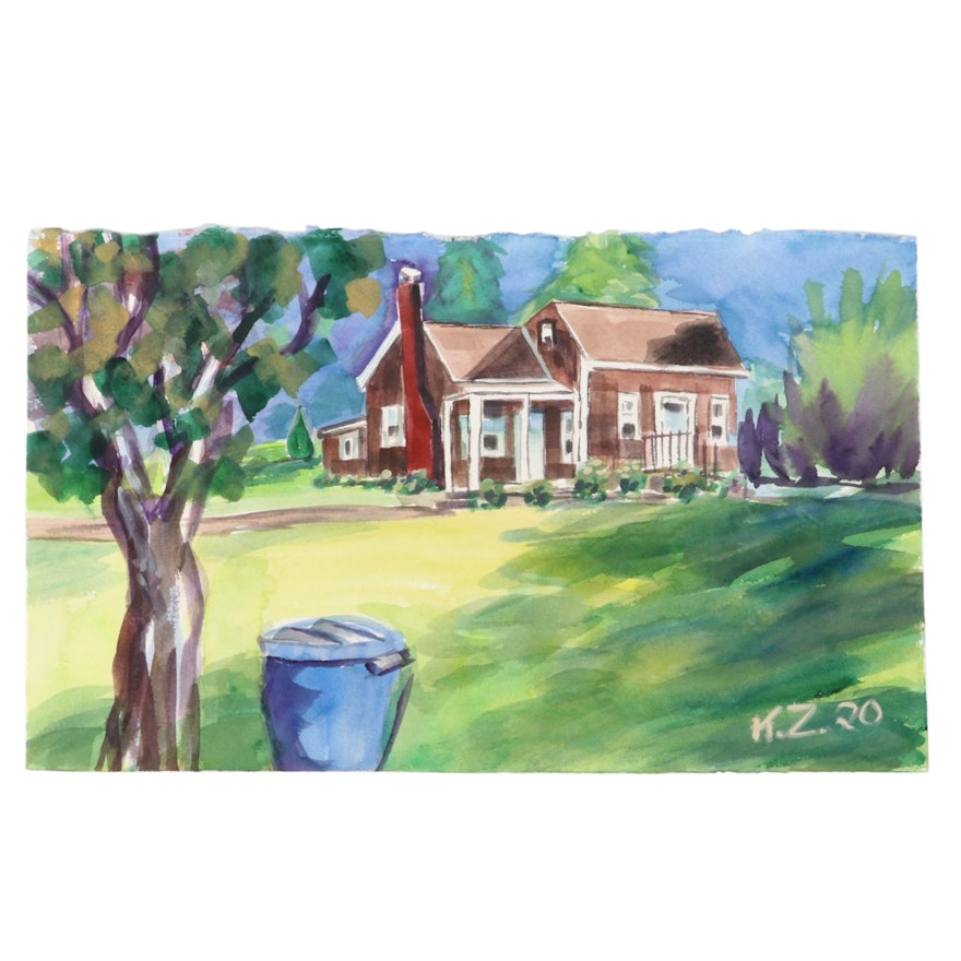 Kathleen Zimbicki Street View Watercolor Painting, 2021