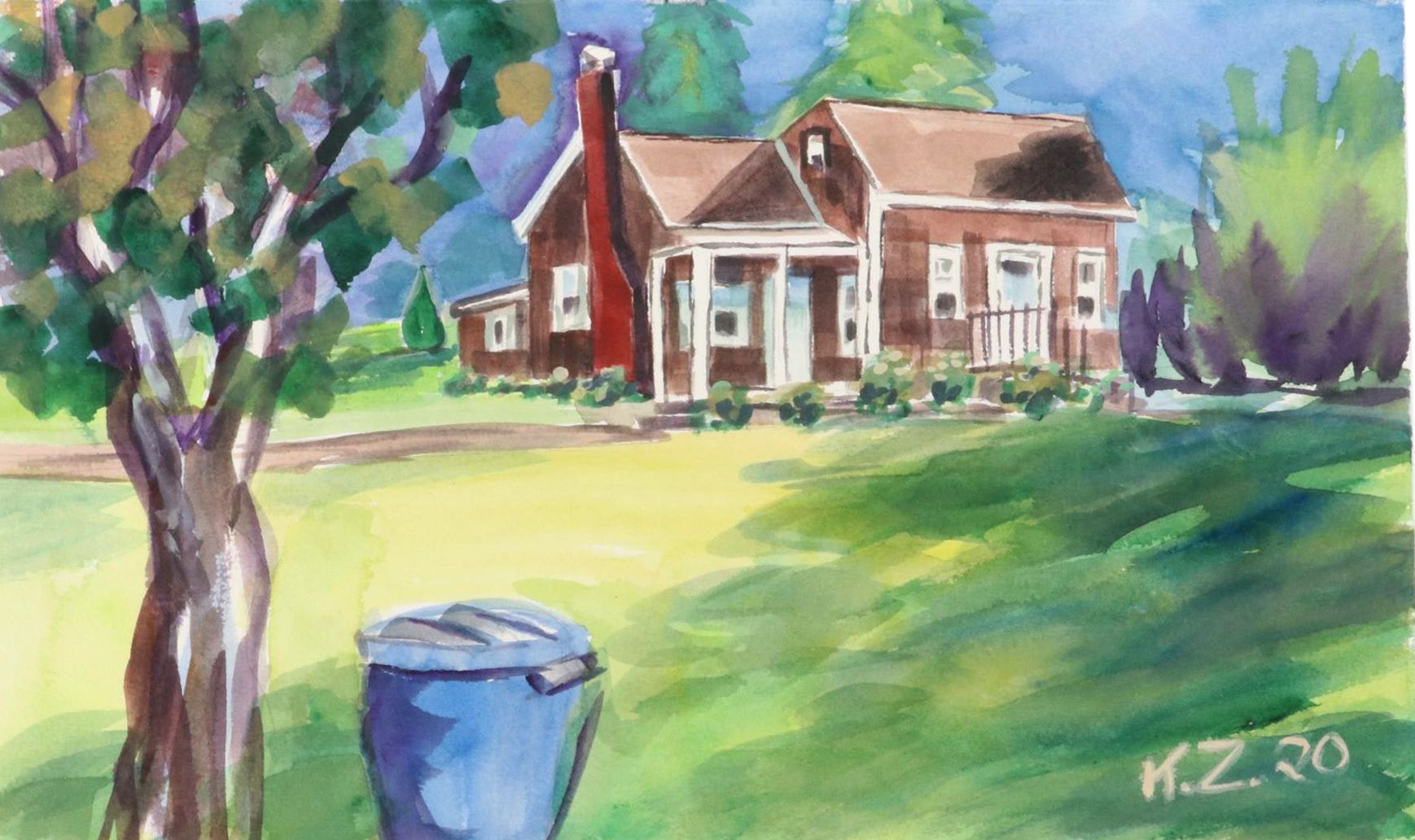 Kathleen Zimbicki Street View Watercolor Painting, 2021