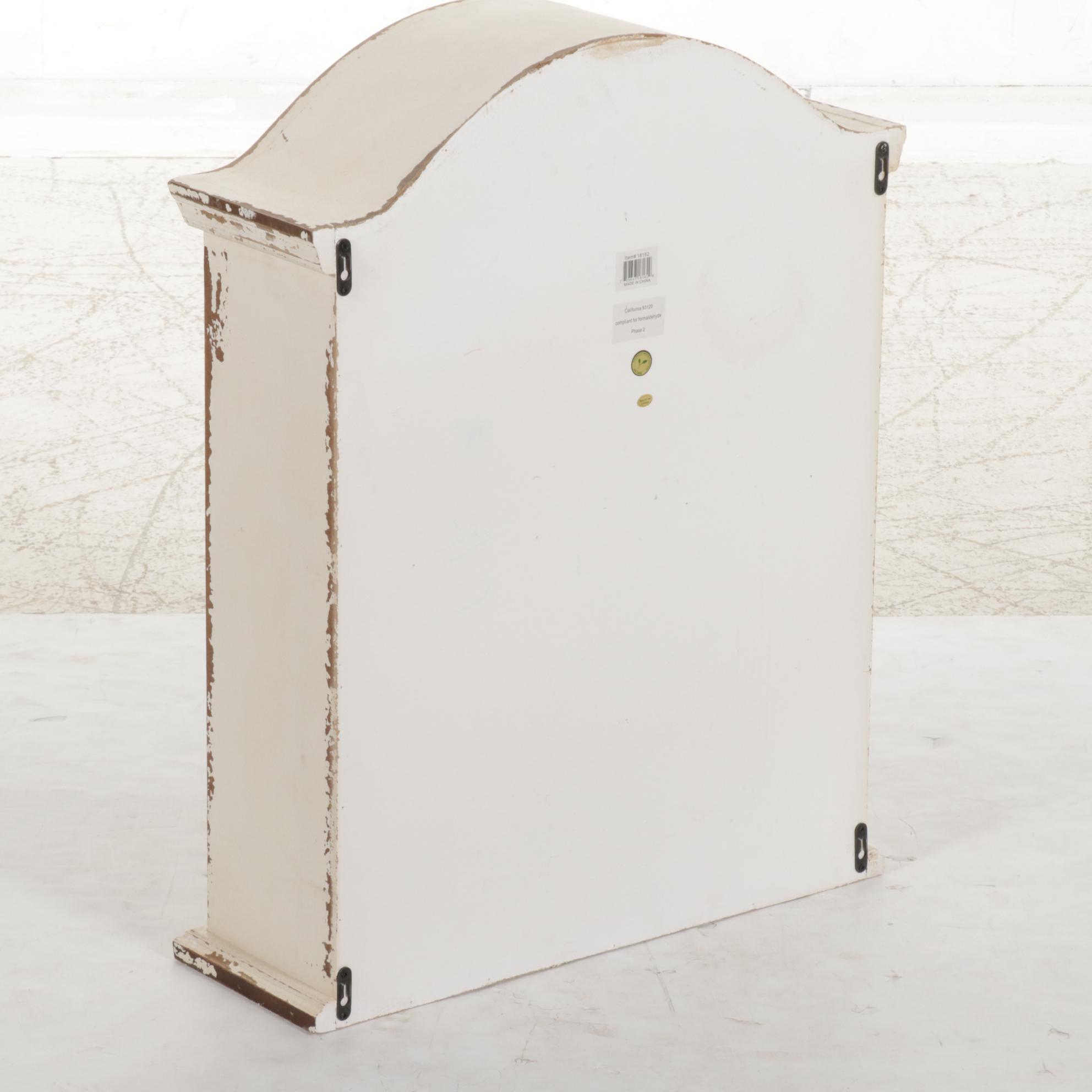 French Provincial Style Glass Paned Painted Wood Wall Cupboard