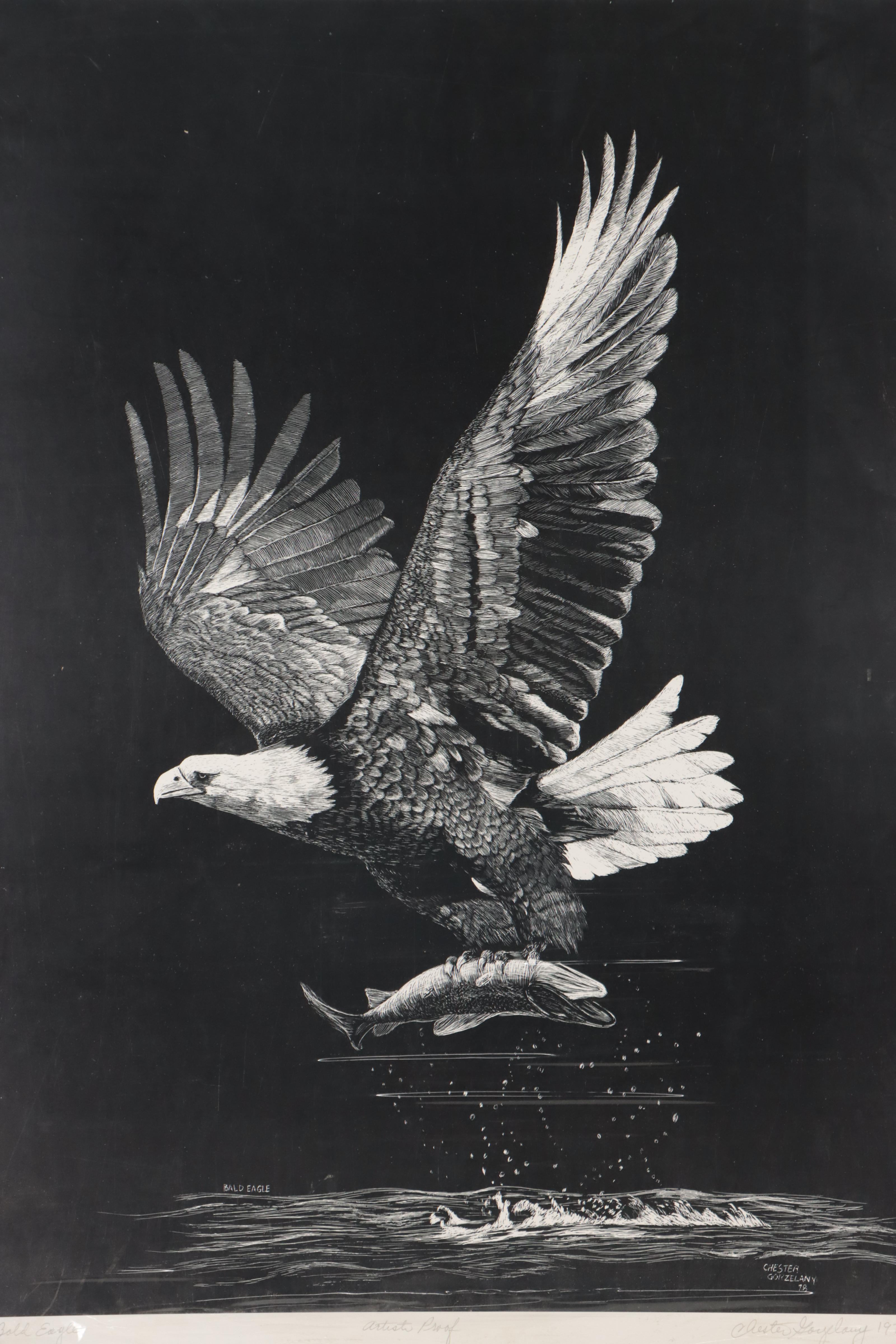 Chester Gorzelany Lithographs "Bald Eagle" and "Striped Wolf," 1978