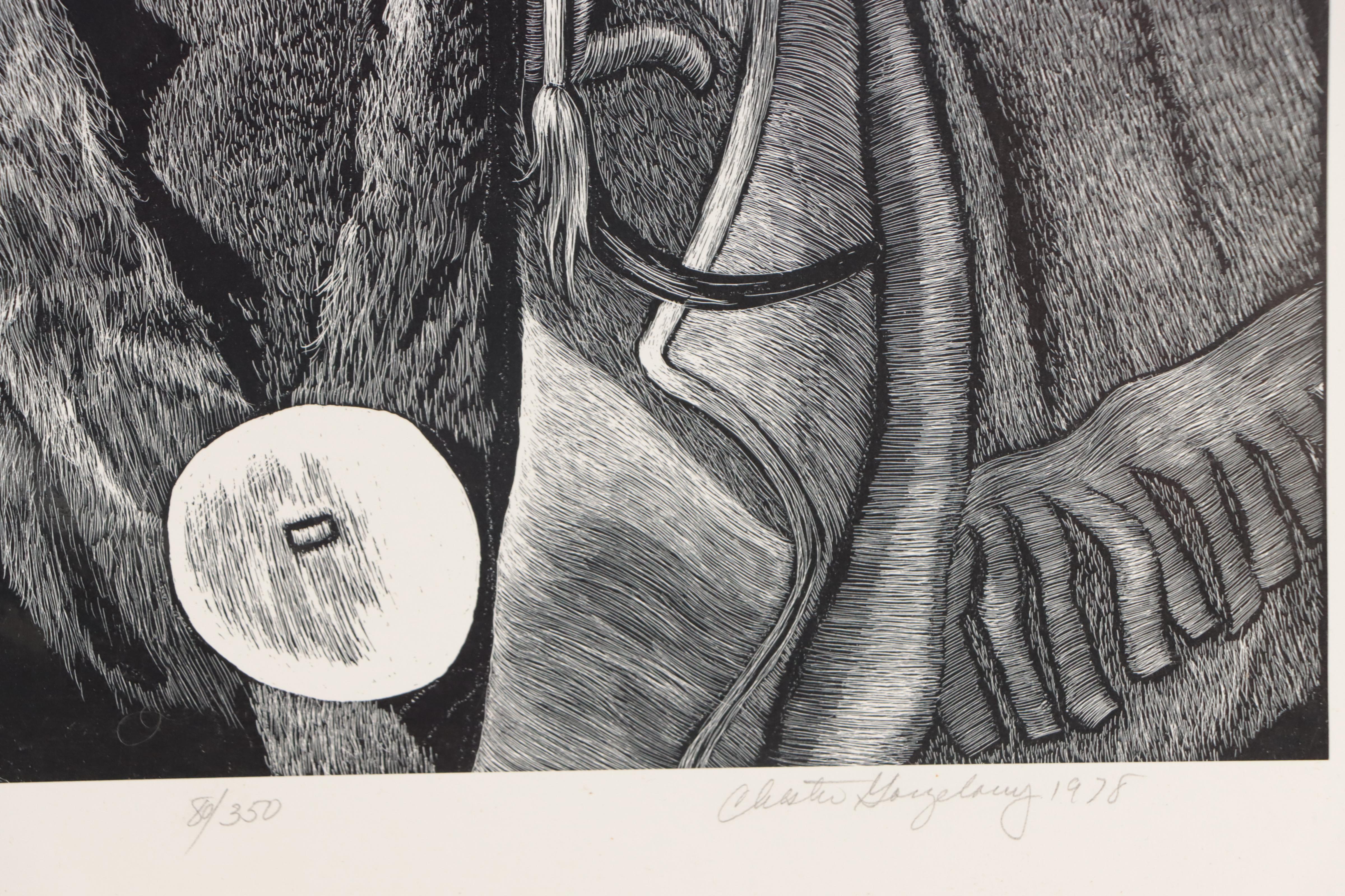 Chester Gorzelany Lithographs "Bald Eagle" and "Striped Wolf," 1978