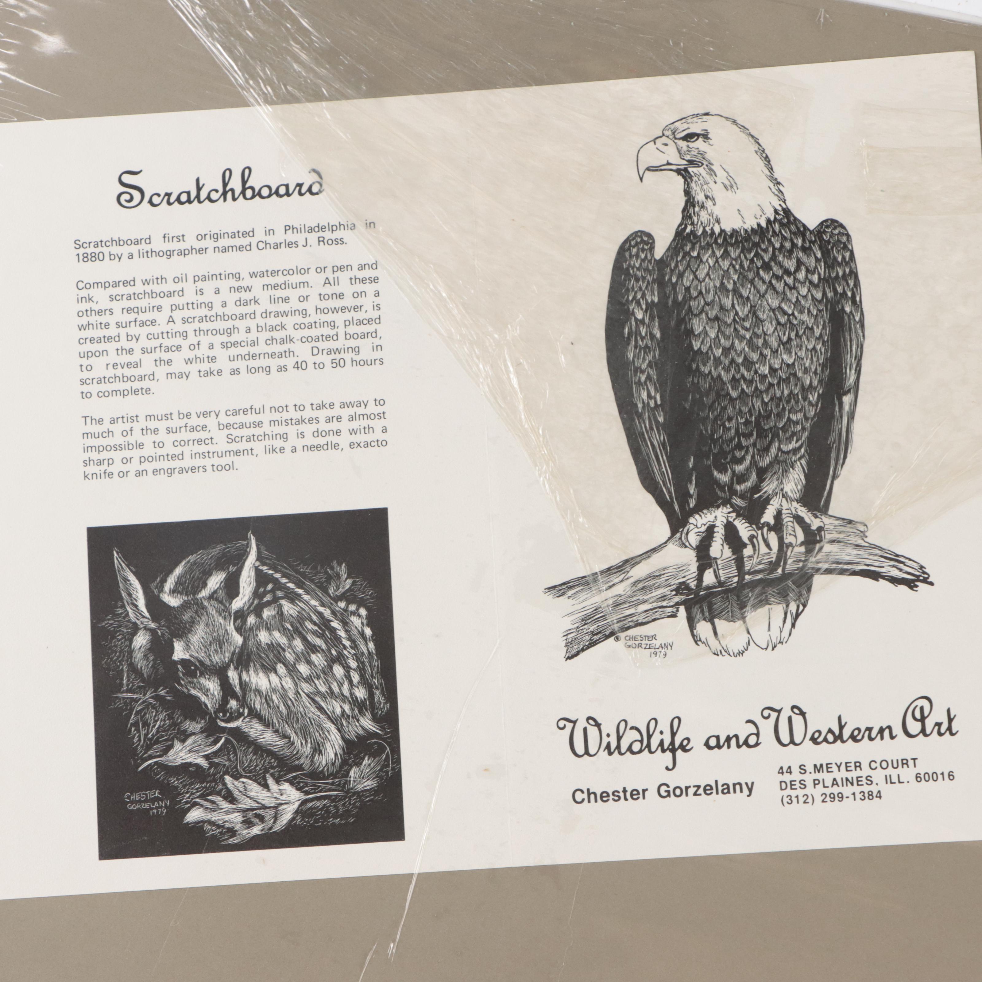 Chester Gorzelany Lithographs "Bald Eagle" and "Striped Wolf," 1978