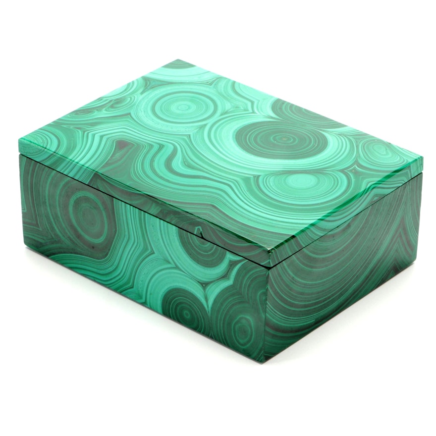 Handcrafted Malachite Hinged Trinket Box