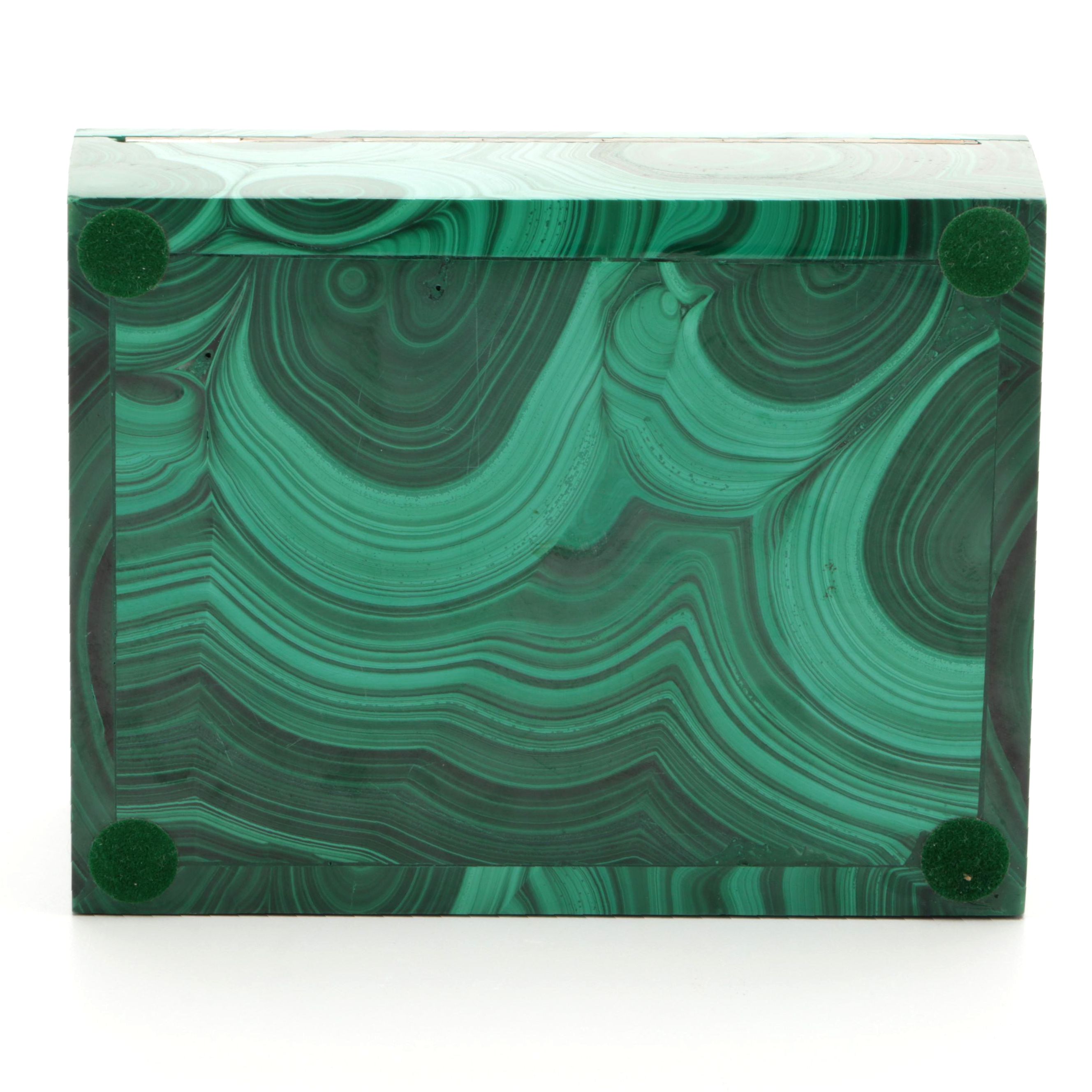 Handcrafted Malachite Hinged Trinket Box