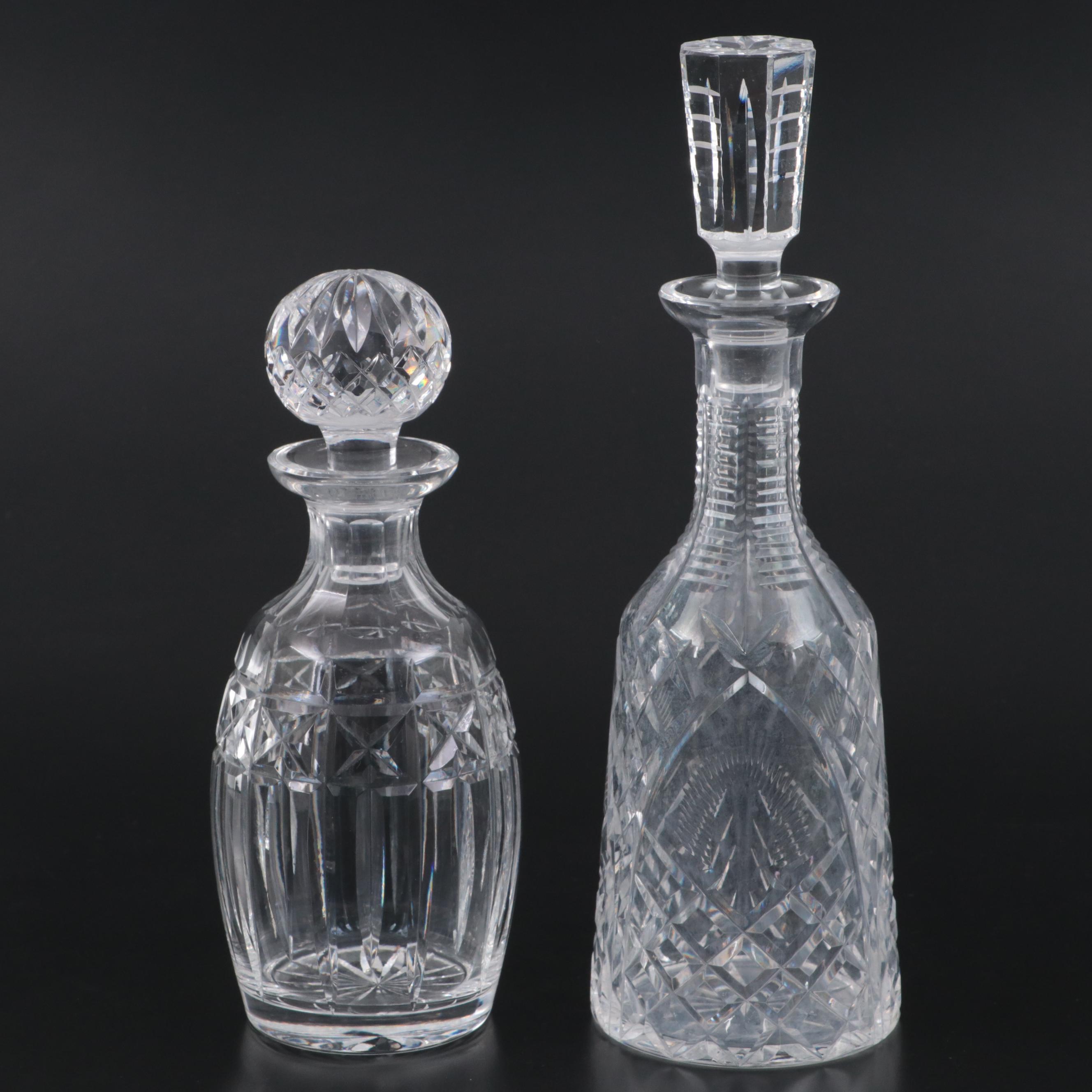 Waterford Crystal Decanters and Double Old Fashioned Glasses, Mid to Late 20th C
