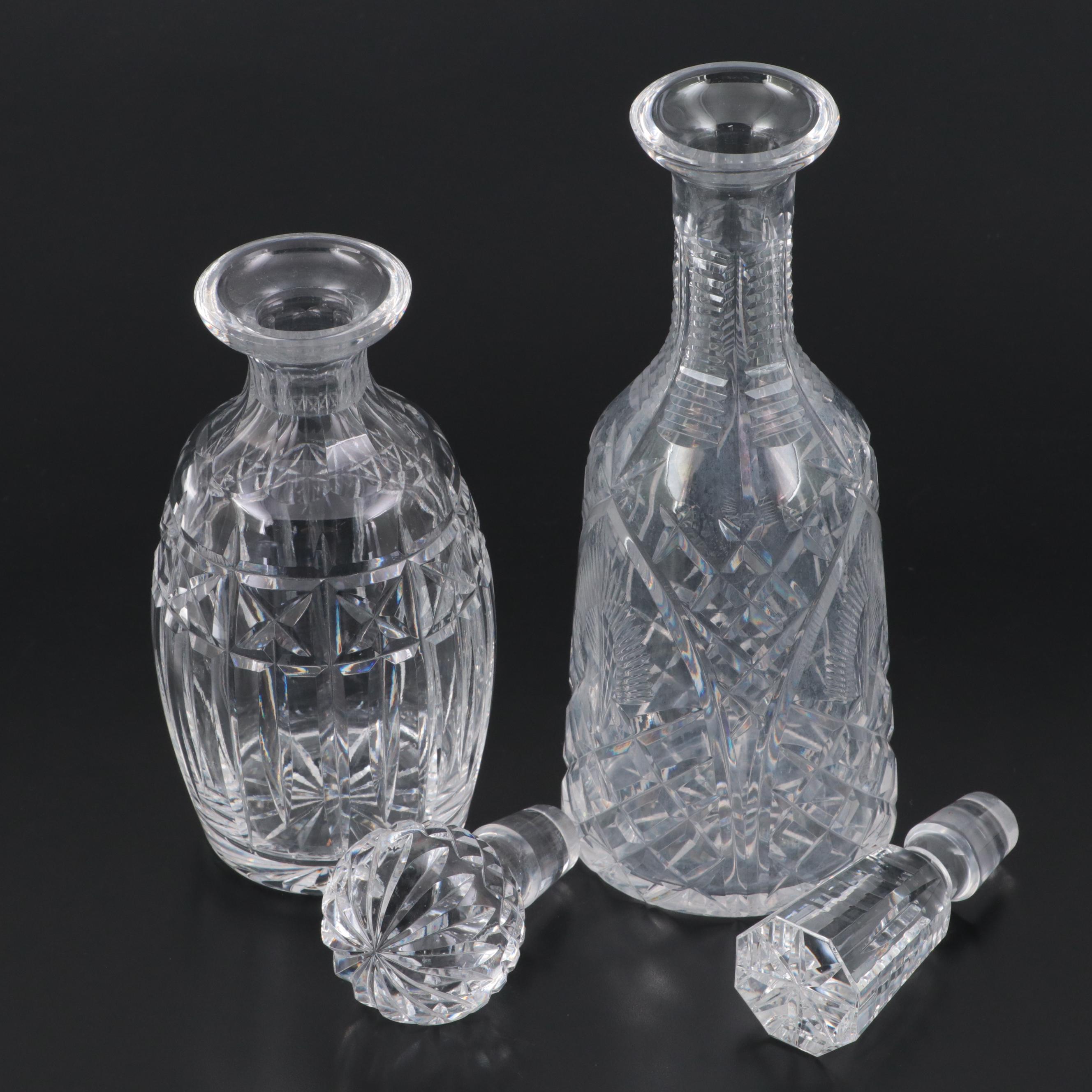 Waterford Crystal Decanters and Double Old Fashioned Glasses, Mid to Late 20th C