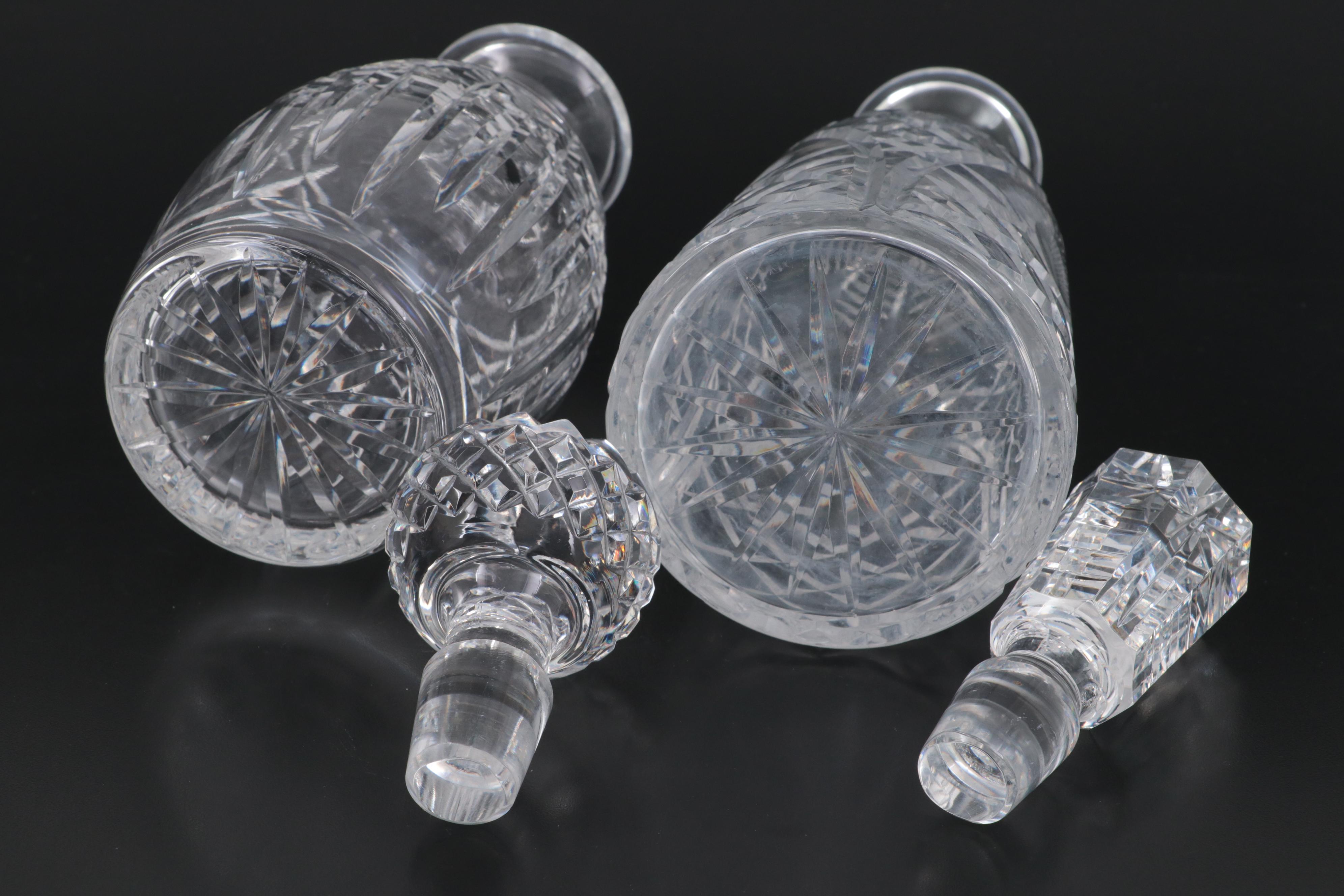 Waterford Crystal Decanters and Double Old Fashioned Glasses, Mid to Late 20th C