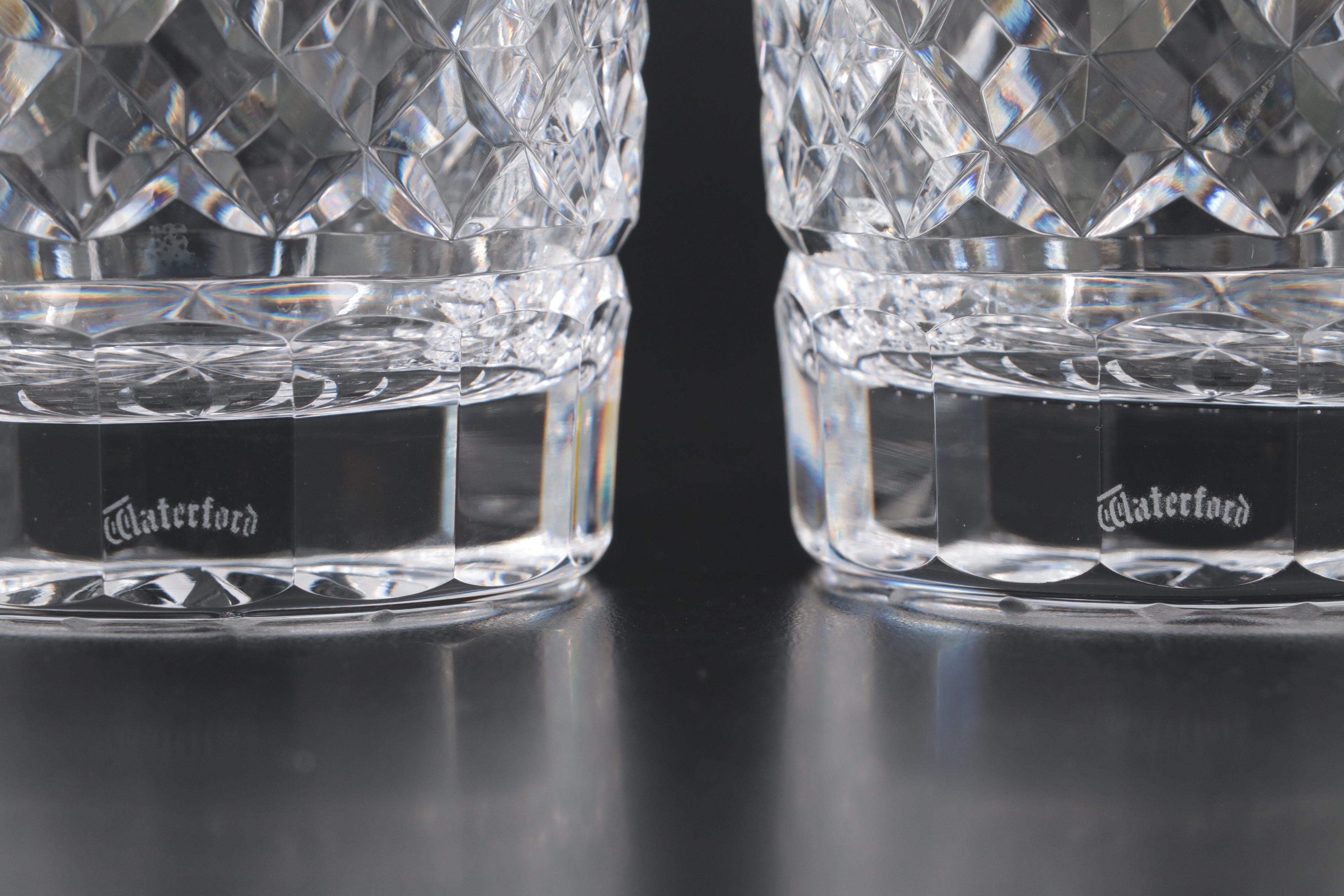 Waterford Crystal Decanters and Double Old Fashioned Glasses, Mid to Late 20th C