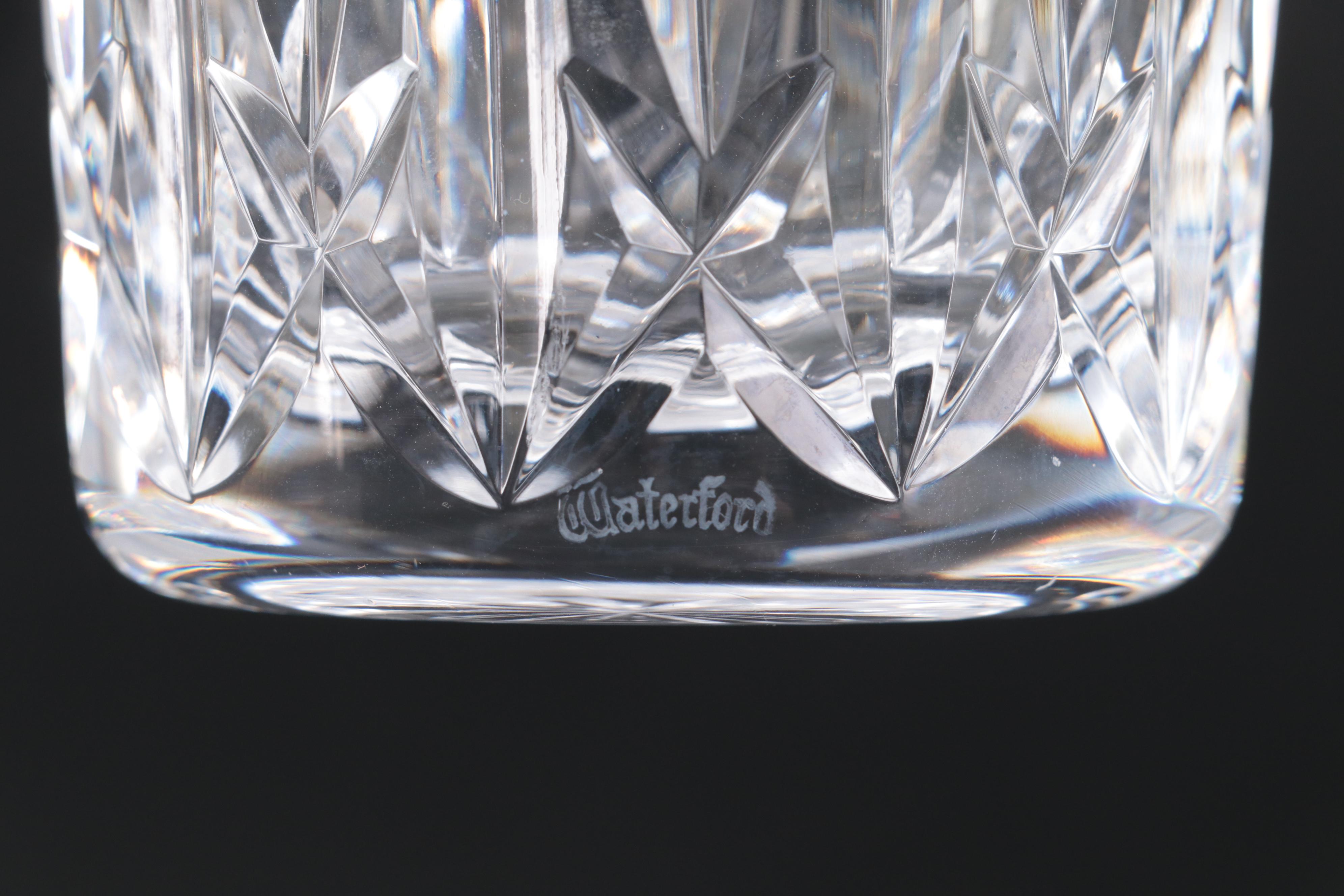 Waterford Crystal Decanters and Double Old Fashioned Glasses, Mid to Late 20th C