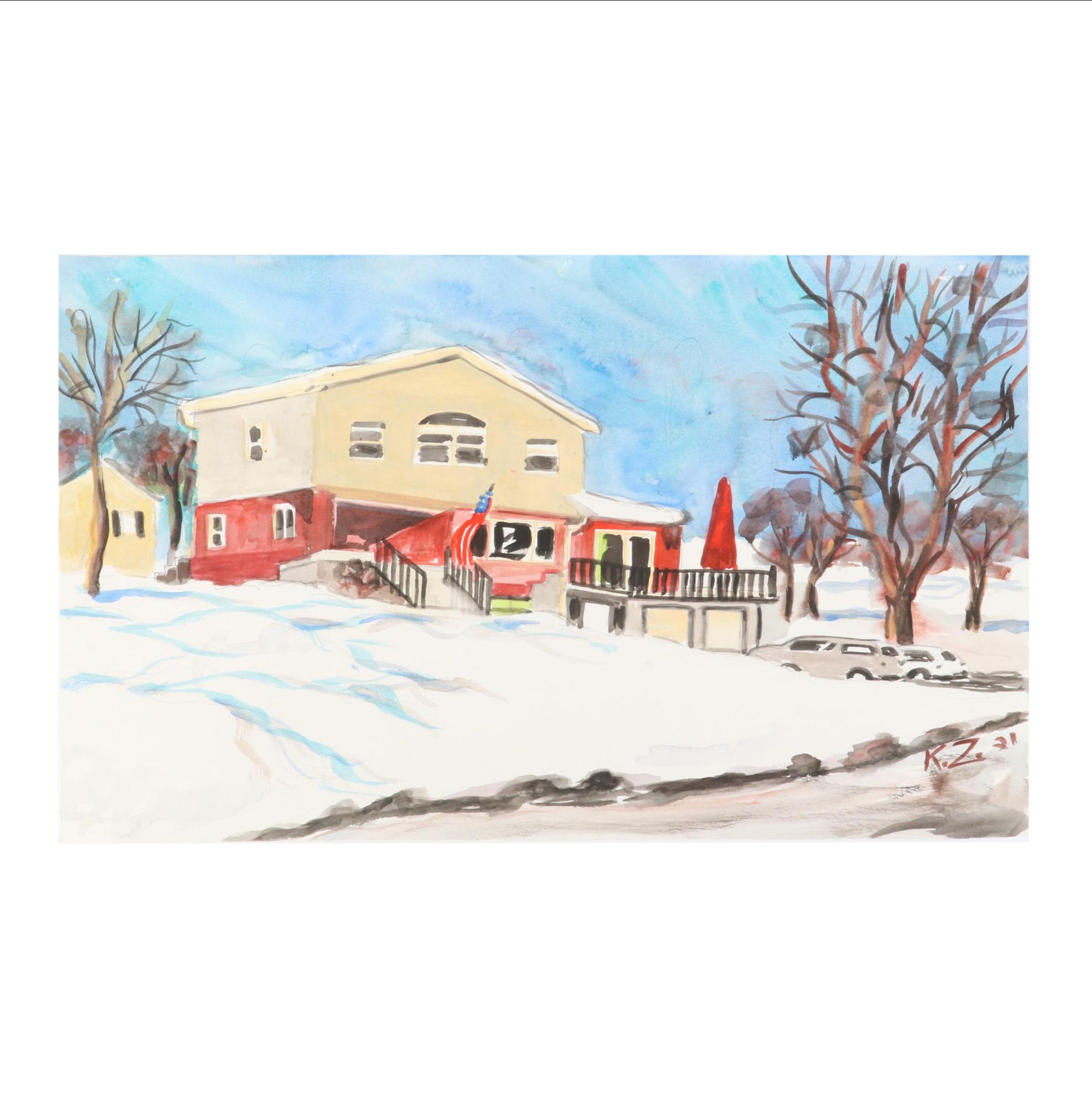 Kathleen Zimbicki Street View Watercolor Painting, 2021