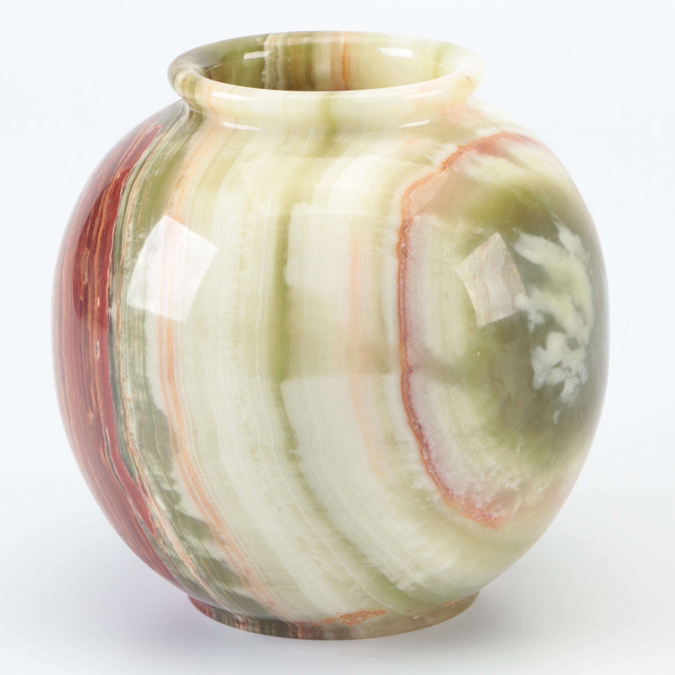 Polished Banded Calcite Stone Vase