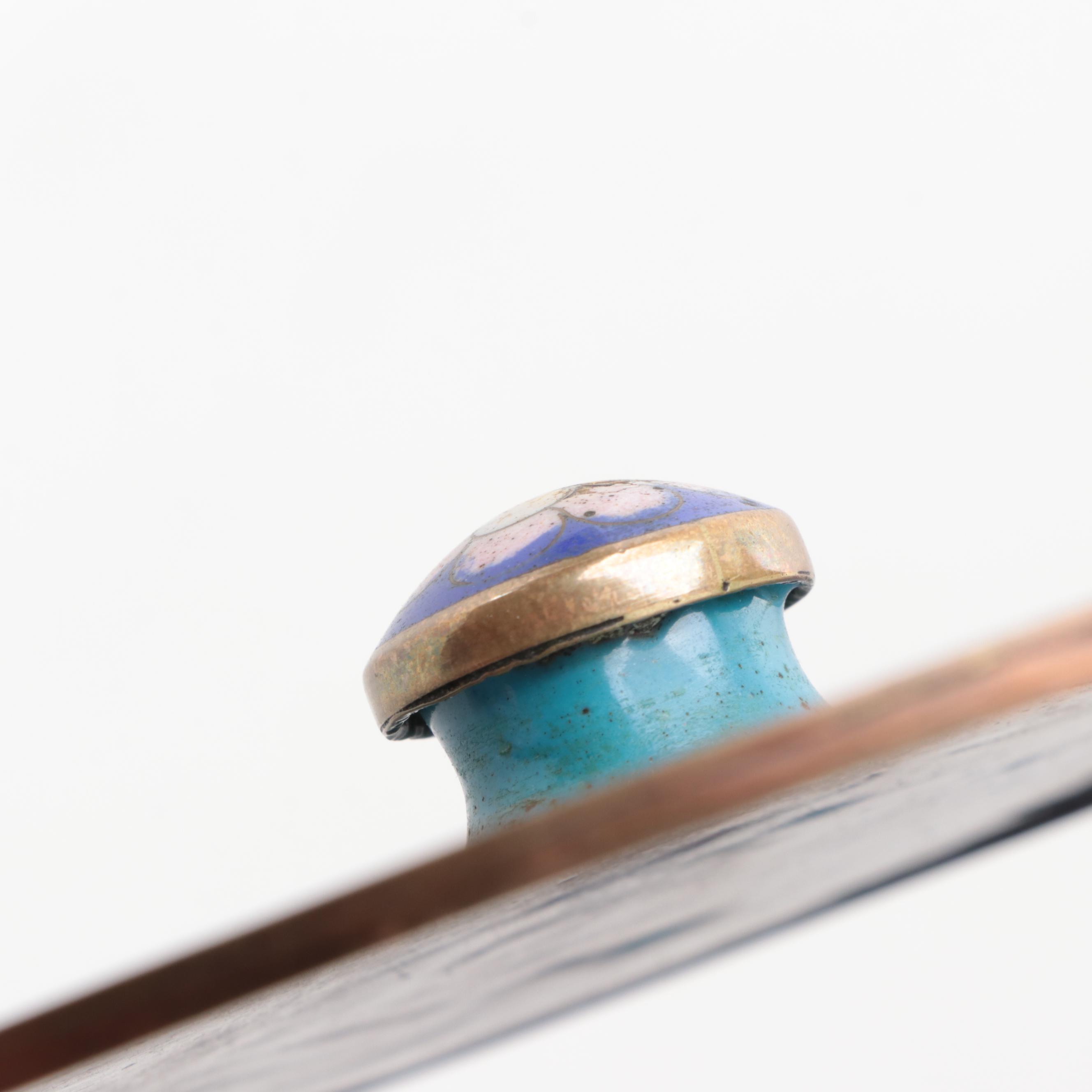 Chinese Cloisonné Enamel Cobalt Blue Vases and Lidded Bowl, 20th Century