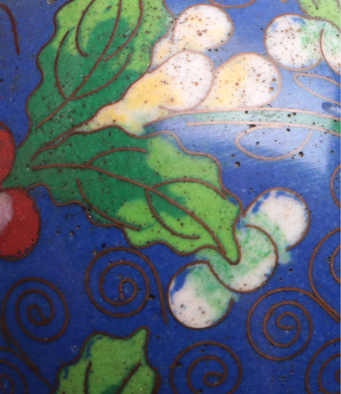 Chinese Cloisonné Enamel Cobalt Blue Vases and Lidded Bowl, 20th Century