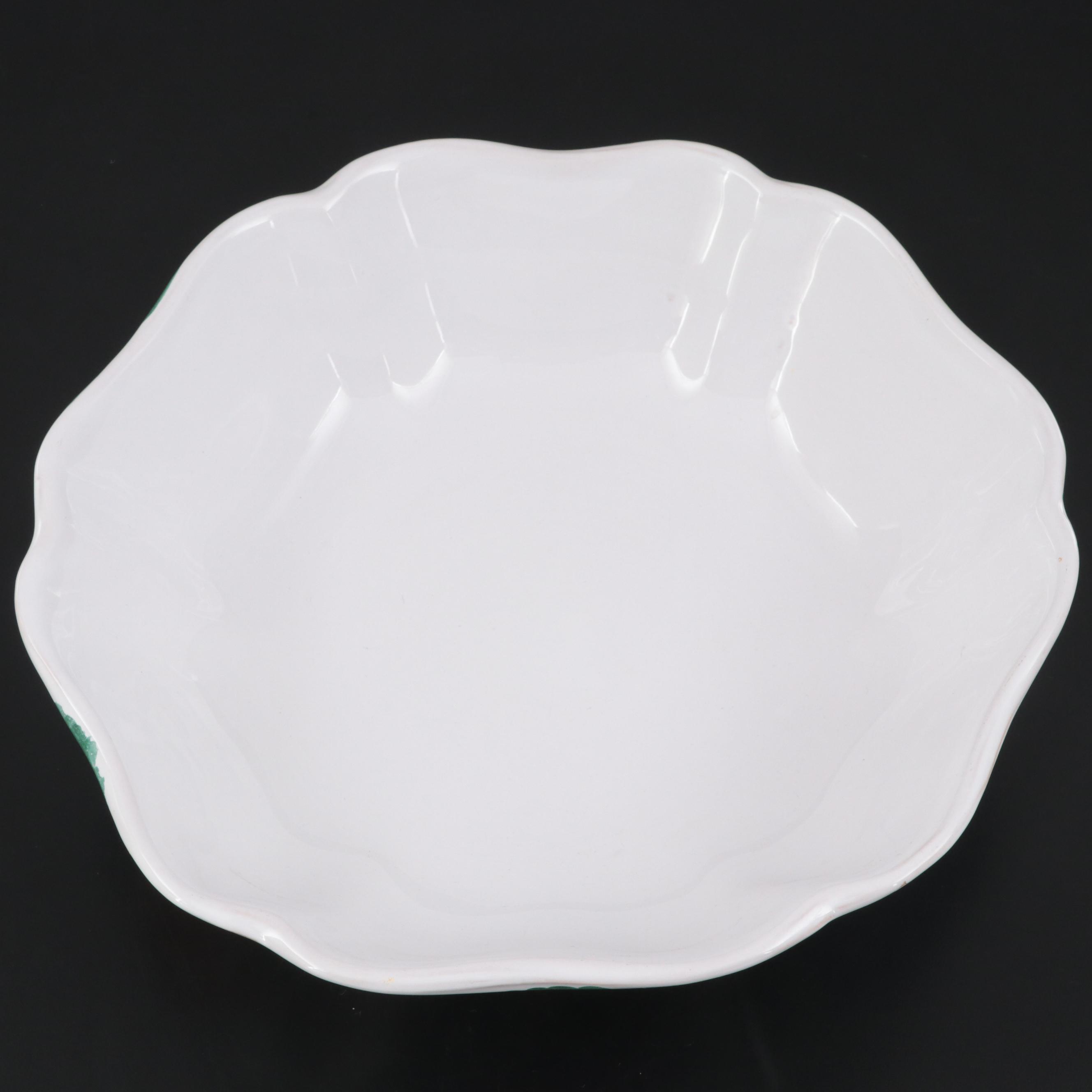 Italian Hand-Painted Glazed Earthenware Serving Dish With Sugar and Creamer