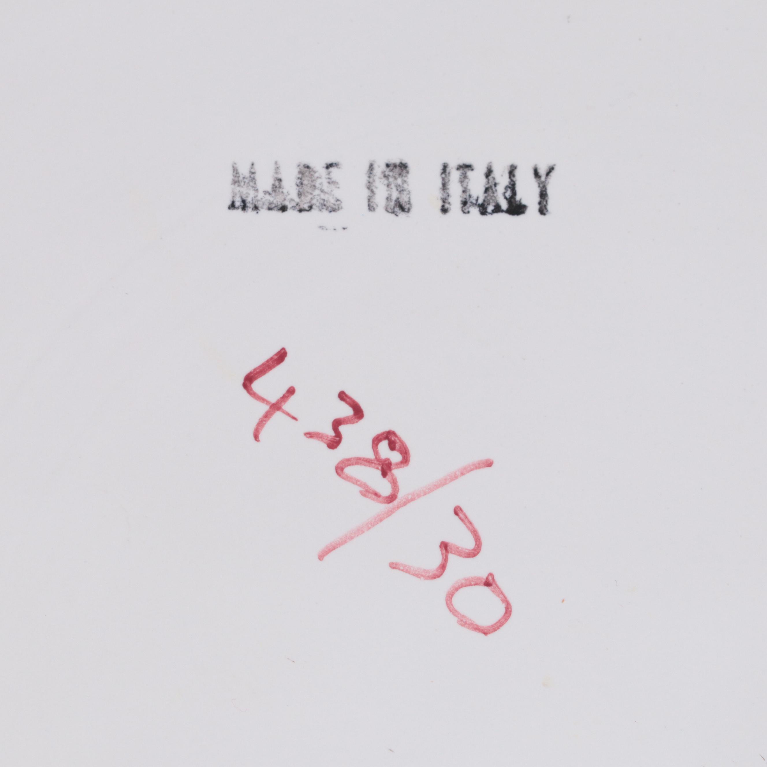 Italian Hand-Painted Glazed Earthenware Serving Dish With Sugar and Creamer