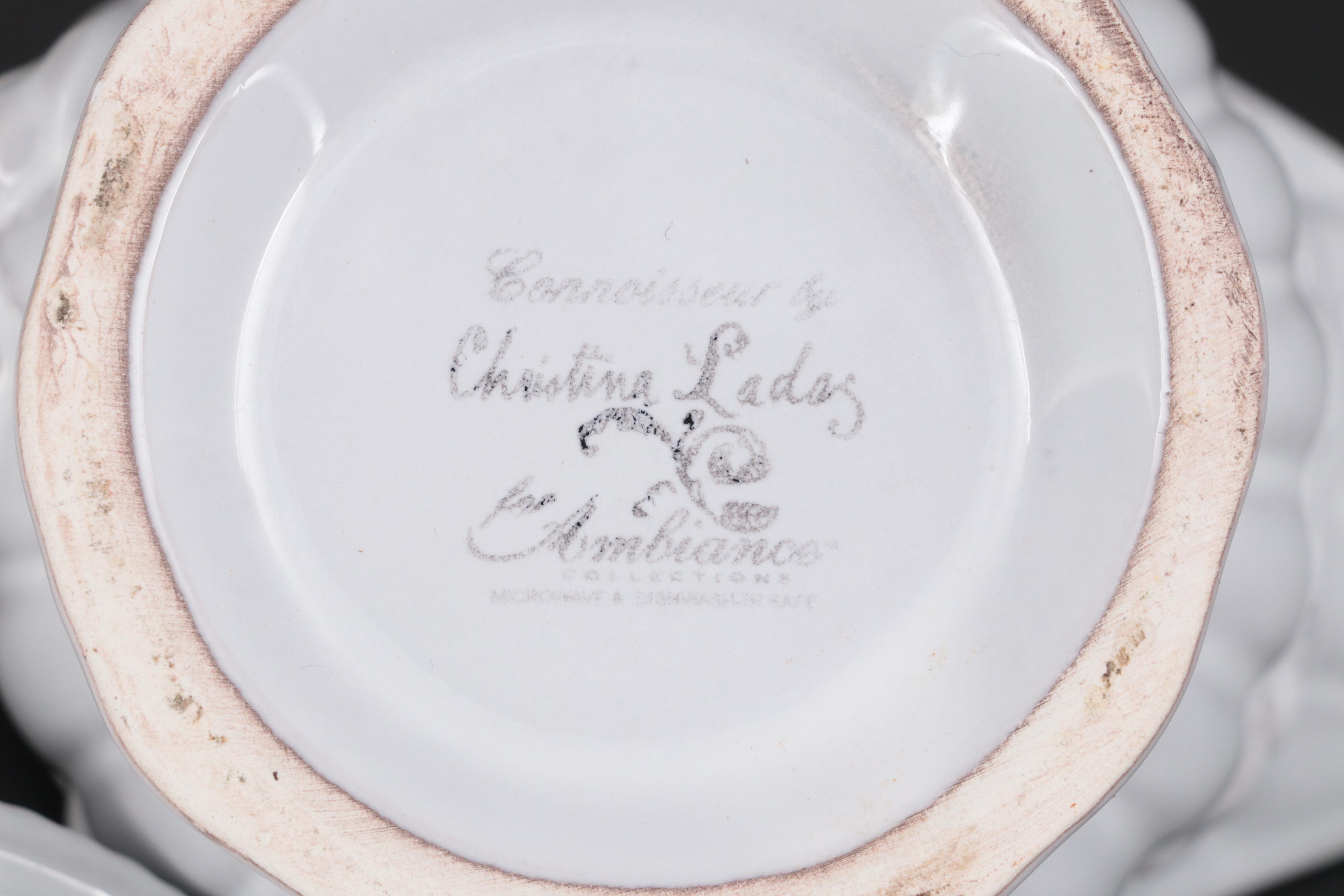 Italian Hand-Painted Glazed Earthenware Serving Dish With Sugar and Creamer