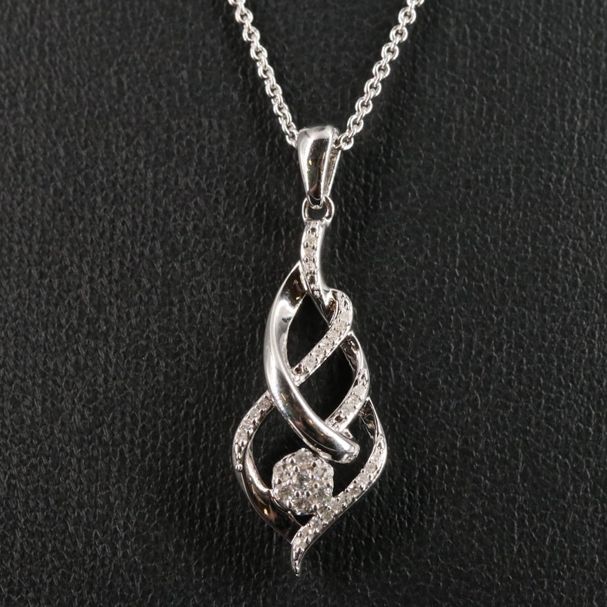 Sterling Diamond Pendant Necklace