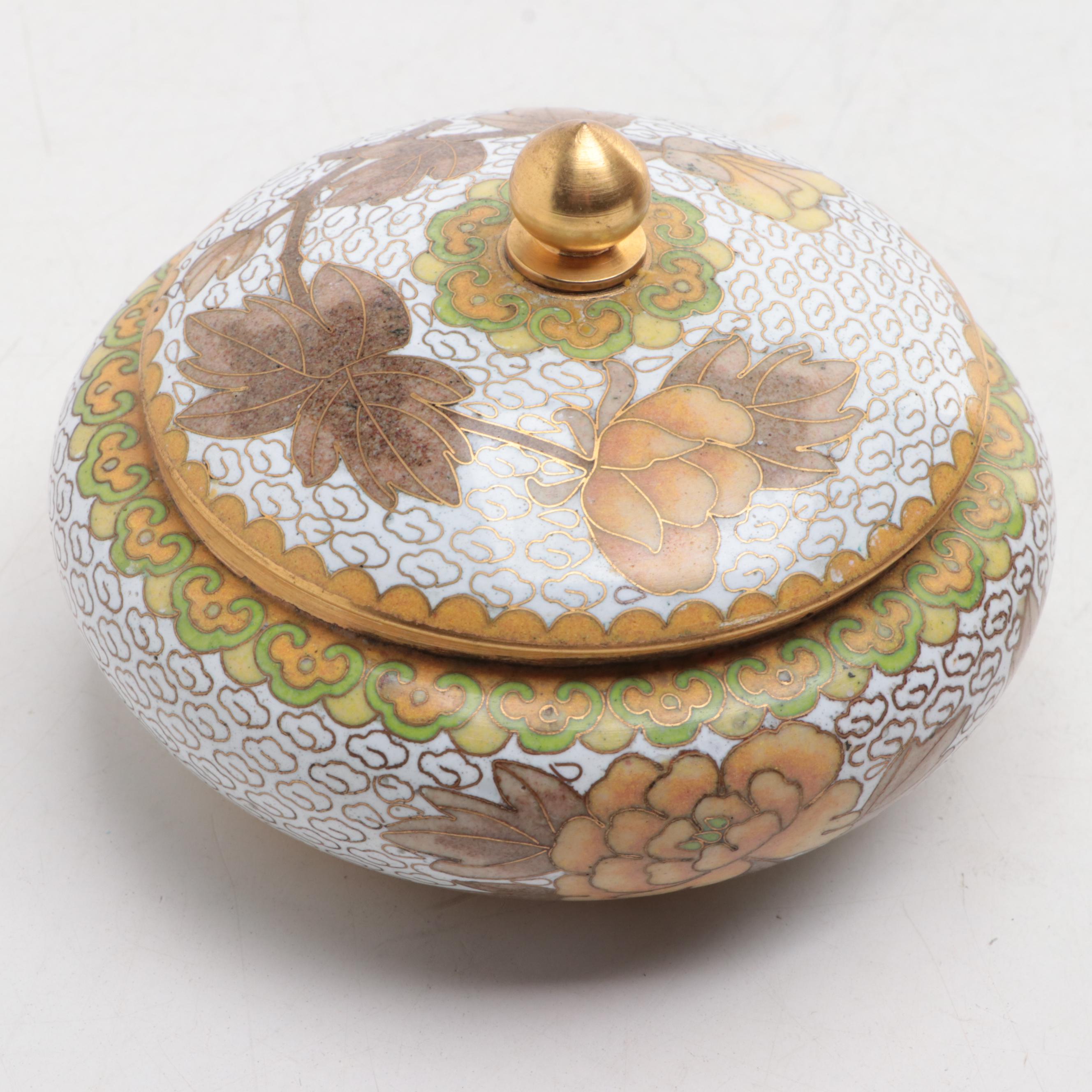 Chinese Cloisonné Enamel Lidded Trinket Bowls