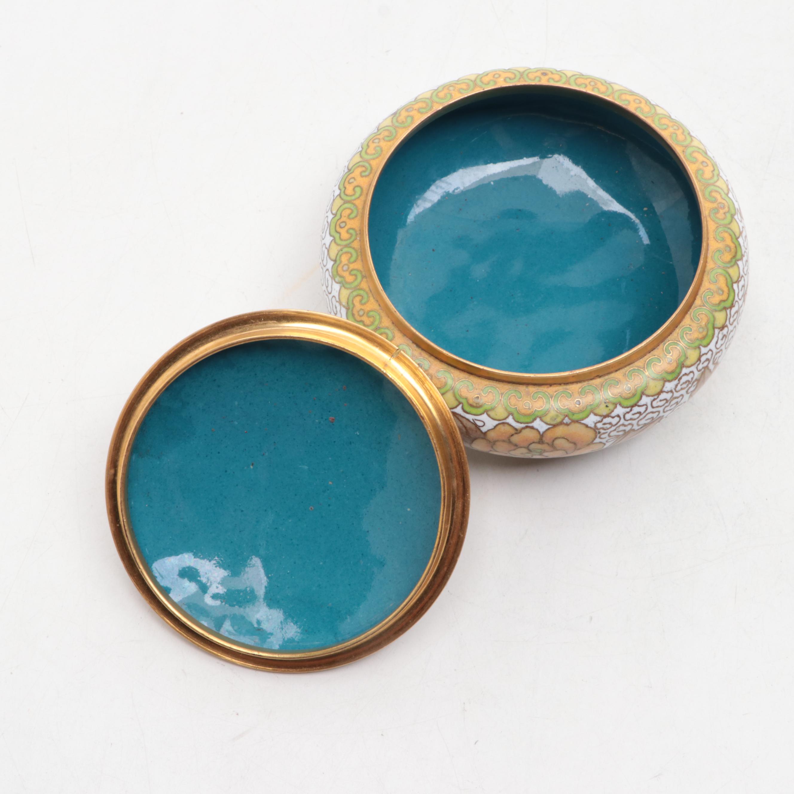 Chinese Cloisonné Enamel Lidded Trinket Bowls