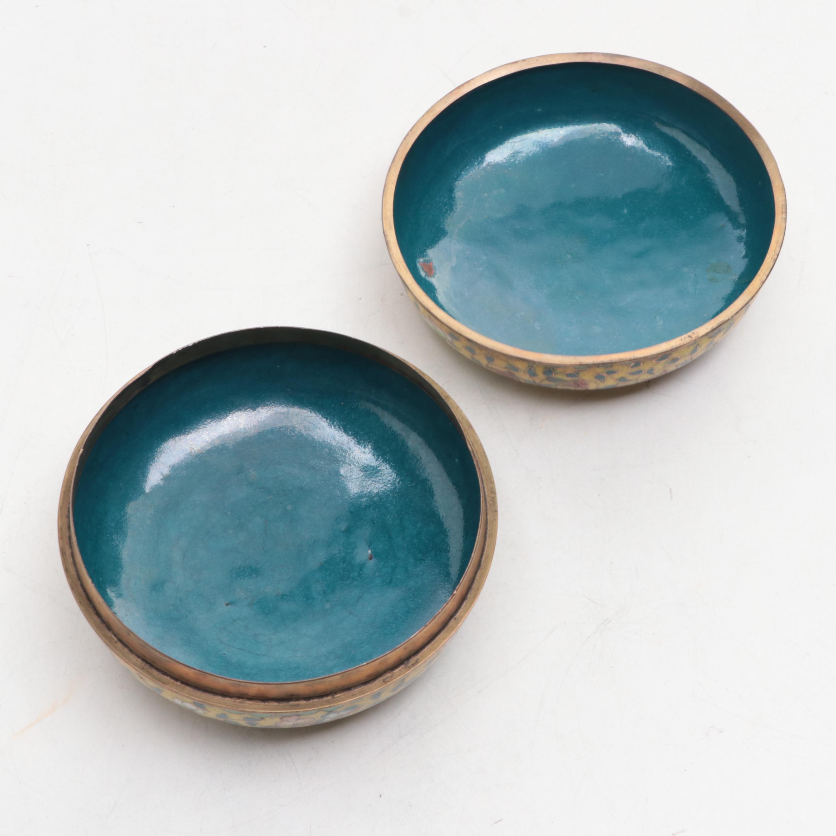 Chinese Cloisonné Enamel Lidded Trinket Bowls