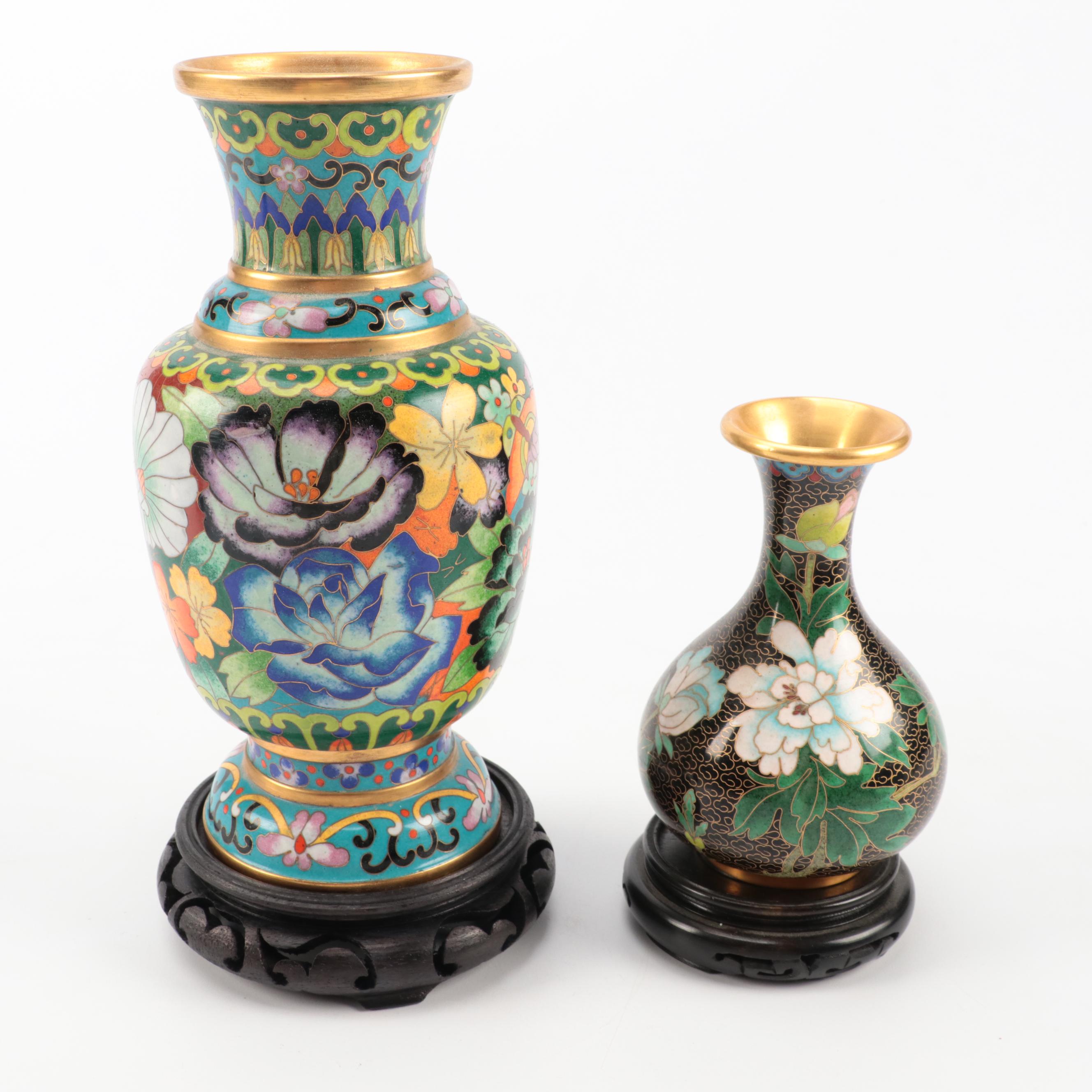 Chinese Cloisonne Vases with Stands